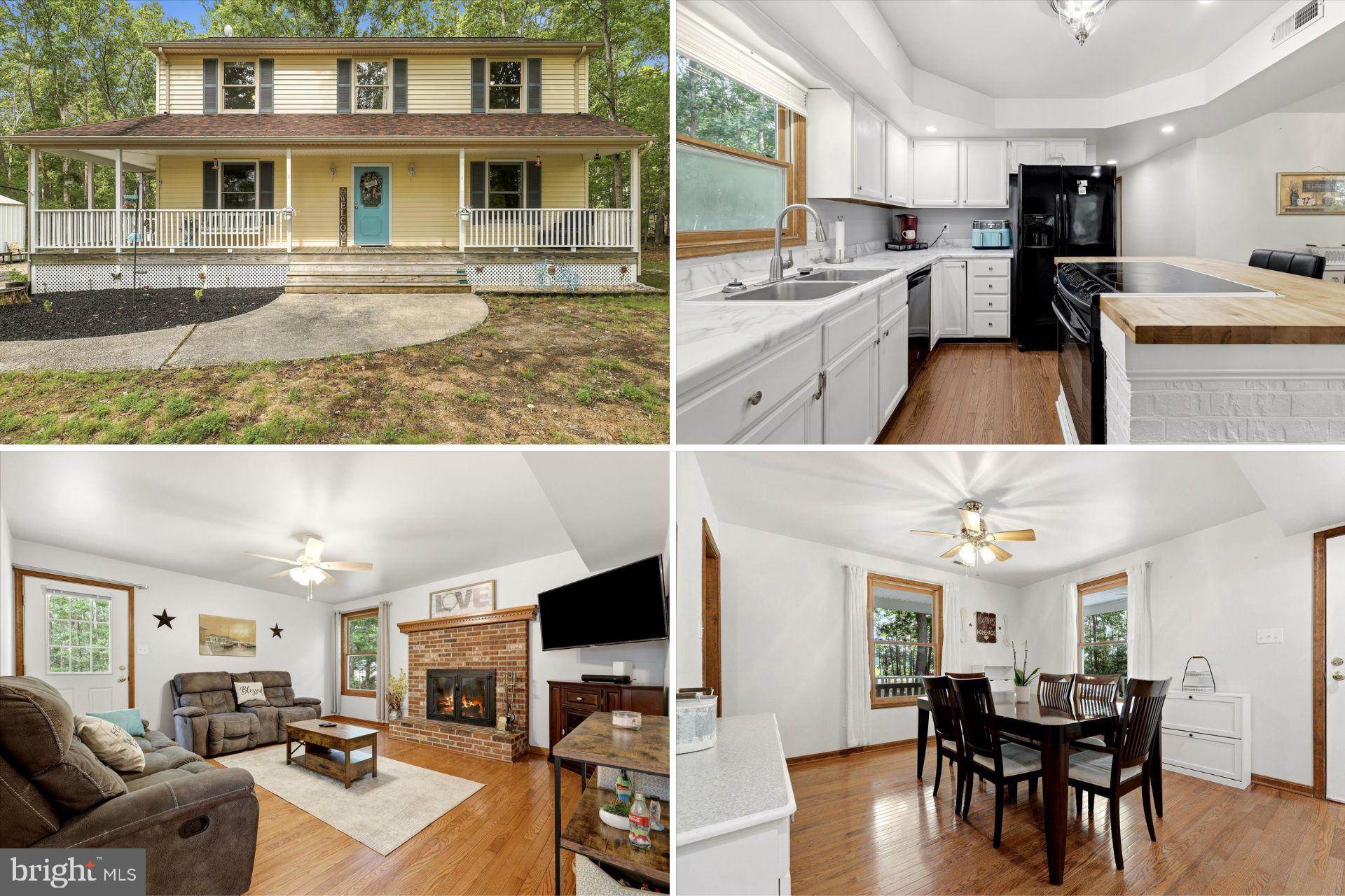 Welcome to this truly one-of-a-kind home nestled on nearly 4 private acres with NO HOA, offering the perfect blend of peaceful country living and modern convenience. From the moment you arrive, you'll be captivated by the charming wraparound porch, beautifully enhanced with new soffit, new front and side steps, fresh latticework, and meticulously landscaped grounds that create exceptional curb appeal. A portable generator that would convey providing added peace of mind year-round. Step inside to discover spacious, inviting living areas designed for comfortable everyday living and effortless entertaining. The large formal living room welcomes you in, while the expansive family room features a cozy wood-burning fireplace plenty of space to relax or entertain. The main level also includes a convenient laundry room for added functionality. The heart of the home is the beautifully updated kitchen, showcasing a tray ceiling, newly added recessed lighting, butcher block countertops, and an open layout overlooking the dining area. From here, step out onto the spacious side porch and enjoy your morning coffee while taking in the peaceful views of your private property. Upstairs, you'll find brand-new carpeting throughout, creating a fresh and inviting feel. Two generously sized secondary bedrooms, an updated hallway bath completed approximately five years ago, and a versatile bonus room provide flexibility for a home office, playroom, hobby room, or additional storage. The spacious owner's suite offers a large walk-in closet and a beautifully updated private bath, creating the perfect retreat at the end of the day. Step outside and experience your own personal oasis. The expansive backyard offers endless opportunities for entertaining, gardening, or simply relaxing around the fire pit while enjoying the privacy and tranquility that nearly four acres provide. Nature lovers will appreciate the nearby trails, while those seeking recreation will love being within five miles of the new water park and resort. Although you'll feel worlds away from the hustle and bustle, this exceptional property is just minutes from shopping, dining, and major commuter routes, giving you the best of both worlds. Opportunities like this are incredibly rare—privacy, acreage, NO HOA, and a beautifully maintained home all in one. Come fall in love and make this extraordinary property your forever home! Photos may be virtually staged