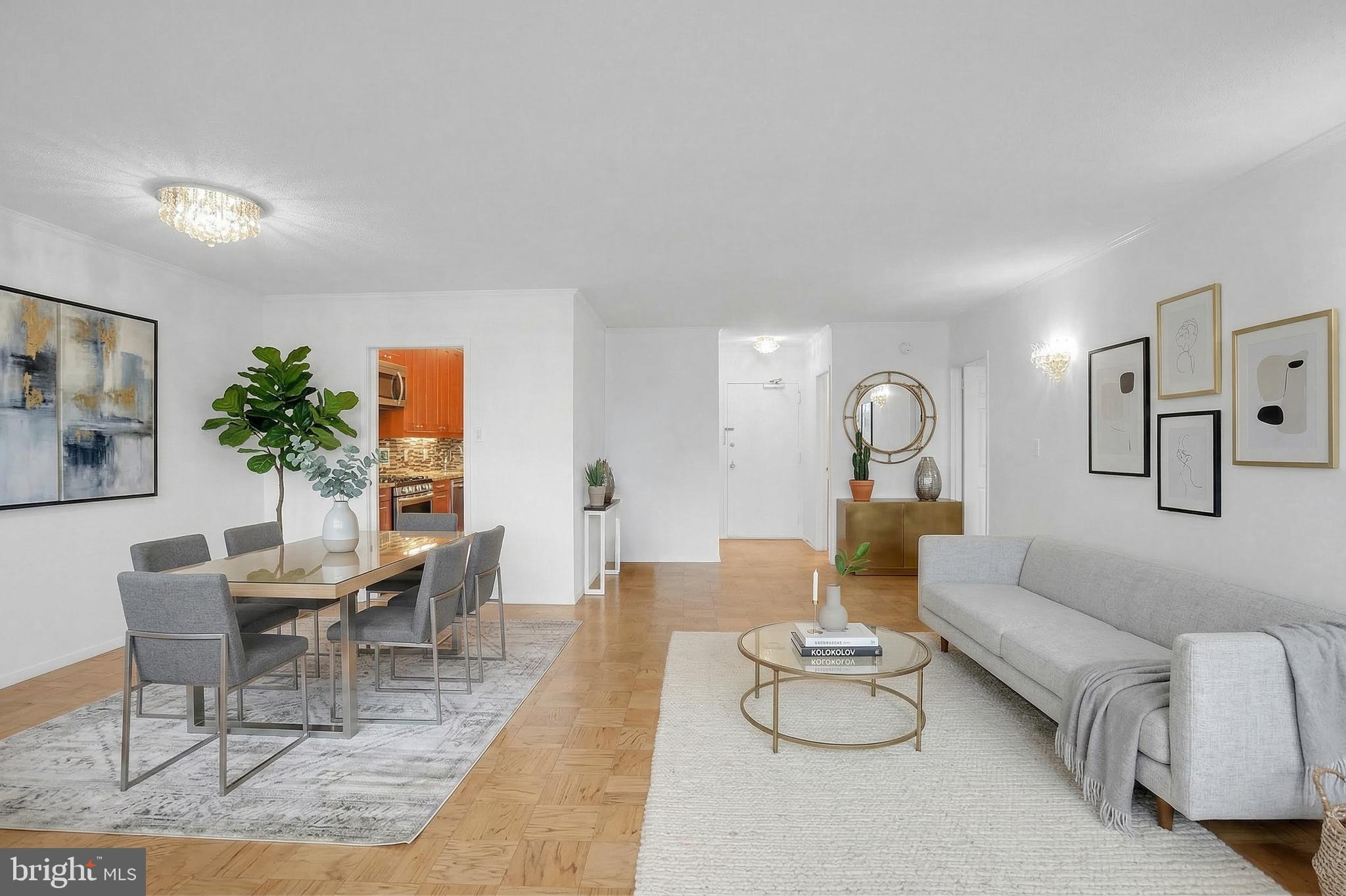 Welcome to Unit 1128 at The Willoughby in Friendship Heights!  A bright and beautifully thoroughly renovated one-bed/one bath.   

Offering 870 square feet of comfortable living, the home  filled with abundant natural light from wall-to-wall windows. Enjoy peaceful, quiet views overlooking North Park Avenue, creating a serene escape in the heart of the city. The flexible open layout offers versatility—ideal as a first home, pied-à-terre, or investment opportunity.

Unit was just professionally painted and being professionally cleaned on Thursday afternoon.
Thoughtfully maintained and improved over the years, this home blends modern updates with comfortable living.  Completely renovated kitchen and appliances!  Beautiful flooring throughout.  Bathroom very updated with new tiling, flooring ,vanity, sink & mirror.  

Garage Parking Space #607P on G-6 in North Garage.

Building amenities include a 24/7 front desk attendant, rooftop pool and sun deck, fitness center, on-site convenience store, library, party room, and an in-house restaurant. A complimentary shuttle provides easy access to shopping and commuting.

Located just steps from the Friendship Heights Metro, Whole Foods, Amazon Fresh, Bloomingdale’s, and a wide array of dining and retail options, this home offers unbeatable convenience and the very best of city living right at your doorstep.

Please contact Janis Wilson of Compass if you have any questions.