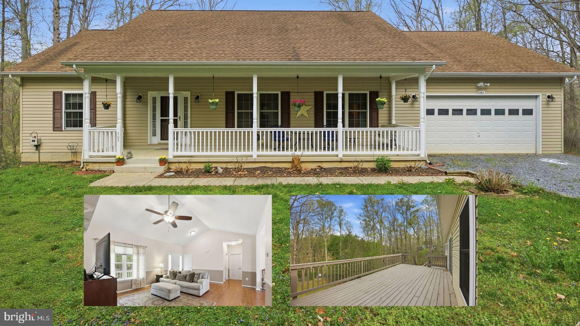 If you’ve been searching for peace, privacy, and the freedom to live life your way—this is it.
Nestled on nearly 6 acres of beautifully tree-lined land, this 3-bedroom, 2-bath rambler offers the kind of seclusion that’s getting harder and harder to find. No HOA, no noise, no compromises—just quiet country living with room to breathe.
Inside, you’ll love the ease of true one-level living, highlighted by a smart split-bedroom layout. The spacious primary suite sits privately on one side of the home, while two additional bedrooms are tucked away on the opposite side. Cathedral ceilings create an open, airy feel, while the eat-in kitchen features breakfast bar seating, a pantry, and plenty of space to gather.
Step outside and the lifestyle really comes to life. A large front porch welcomes you home, while the expansive two-tiered deck stretches across the entire back of the house—ideal for entertaining, grilling, or just soaking in the peaceful surroundings. Down below, a covered patio offers even more space to relax, rain or shine.
The unfinished walkout basement is ready for your vision, already equipped with rough-in plumbing for a full bathroom—perfect for adding future living space, a workshop, or recreation area.
With a mudroom off the 2-car garage, plenty of storage, and land that’s perfect for hunting, riding, or simply enjoying the outdoors, this property is a dream for anyone craving space, privacy, and freedom.
This isn’t just a home—it’s your escape.
