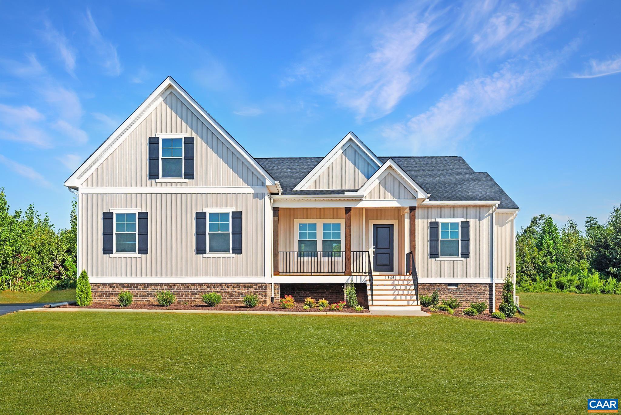 THIS IS A QUICKER MOVE-IN HOME, STUCTURAL SELECTIONS COMPLETE. FOR A LIMITED TIME, DESIGN CAN STILL BE CHOSEN. Expected delivery Oct/Nov '26. Welcome to the Oakdale plan, once inside you will find beautifully designed dining room just off the entryway, with sightlines to the family room, kitchen and dinette. The family room provides a comfortable setting for gatherings, where it opens to the covered back porch, creating a large outdoor entertainment space. Adjacent to the family room, the kitchen features a new large linear island and walk-in pantry (see the new plan in photos). Tucked away for privacy, this spacious bedroom and ensuite bathroom with double vanity, expanded tile shower with seat and transom window, private WC, and TWO walk-in closets.  Near the kitchen, the laundry room and mudroom lead to the 2-car garage. Opposite the great room are two additional bedrooms, each with a WIC and nearby is a full bathroom. Upstairs is a finished bonus room over the 2-car garage.  This home will be built in Compass Cove, water-access community on the private side of Lake Anna. The community offers 1+ acre homesites.  Photos are for advertising purposes only. Photos may contain upgrades that are not included in the listed price.,Granite Counter,Wood Cabinets
