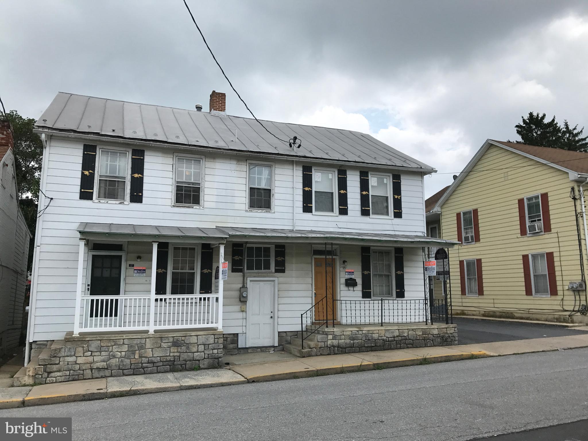 Investors!! Take a look at this well maintained, very spacious 2 unit duplex. 25 & 27 Penn St. Each unit has 3 / possible 4th bedrooms, 1.5 baths. Covered front porch, rear covered deck / concrete patio. Rented in the past for $1,200 a month ( 25 ), 1,000 a month ( 27 ).