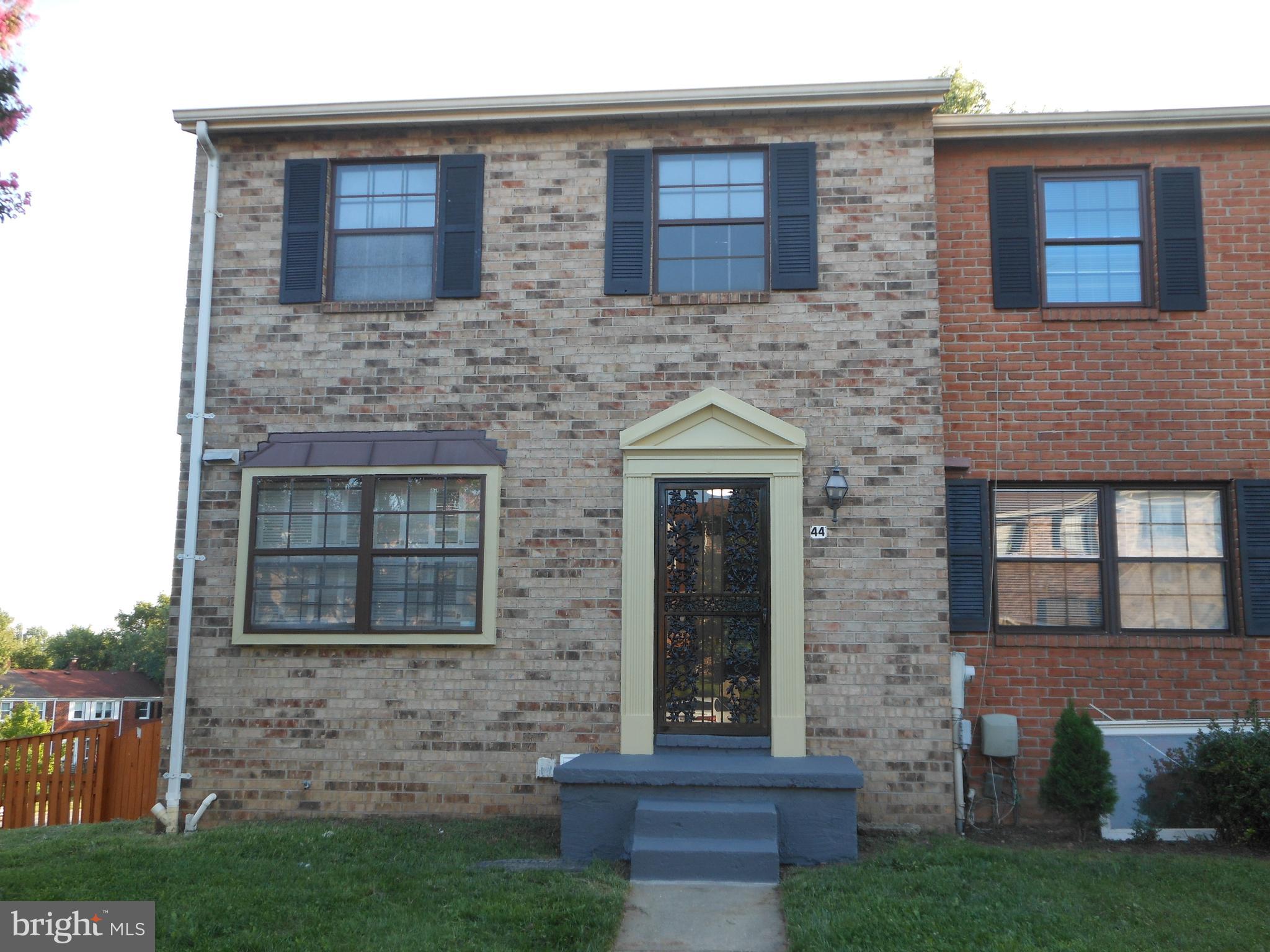 Attractive brick front town house in a quite neighborhood, located on a dead-end street. It has three
finished levels, with a walkout basement and shower in the basement, house is freshly painted and newly
carpeted, family room, kitchen and dining area has laminate flooring, brand new windows and glass sliding door. New backsplash in kitche, new baseboards..  Brand new carpet in basement.    Upper level has three bedrooms,. one full and one halr bath. Master bedroom has a ceiling fan and attached bathroom. New vanity in master bedroom. Fenced patio in the backyard with
a storage shed. House shows well, close to Baltimore, Annapolis, Ft. Meade and all the easy amenities of
Baltimore County. Close to hospital and shopping centers, still secluded in quite wooded place. This newly
updated Towhnhome is ready for move in with easy parking