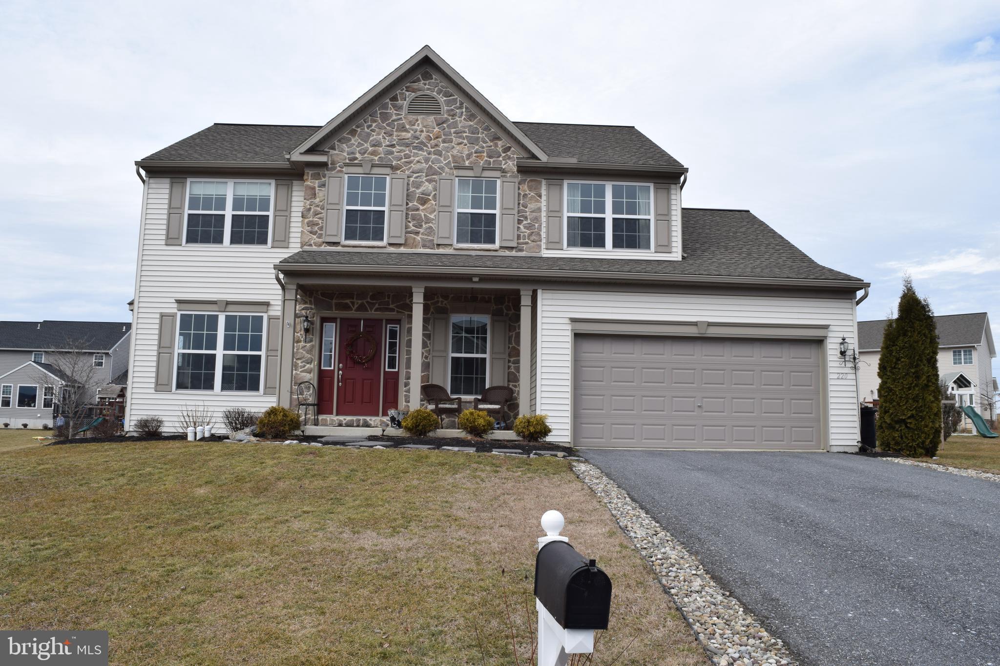 Beautiful home in Meadows at Southfield built in 2014.  This 4 bedroom, 2.5 bath home features a sunroom which allows ample light to shine into the kitchen.  Granite counter tops with an island and gas stove and built in microwave make cooking a breeze.  A roomy pantry and laundry room are conveniently located off the kitchen.  The kitchen is open to the family room which is which is great for entertaining.  A large deck and level backyard are accessible from the sunroom.  This home also has a dining room for larger gatherings and a living room that can be used for whatever you need.  The two story foyer makes for a grand entrance with steps that lead to the second floor.  The master bedroom features tray ceilings, a ceiling fan, a walk-in closet and its own bathroom with double sinks.  the other three bedrooms are all adequately sized.  The basement is huge and has a lifetime waterproof guarantee on the foundation.