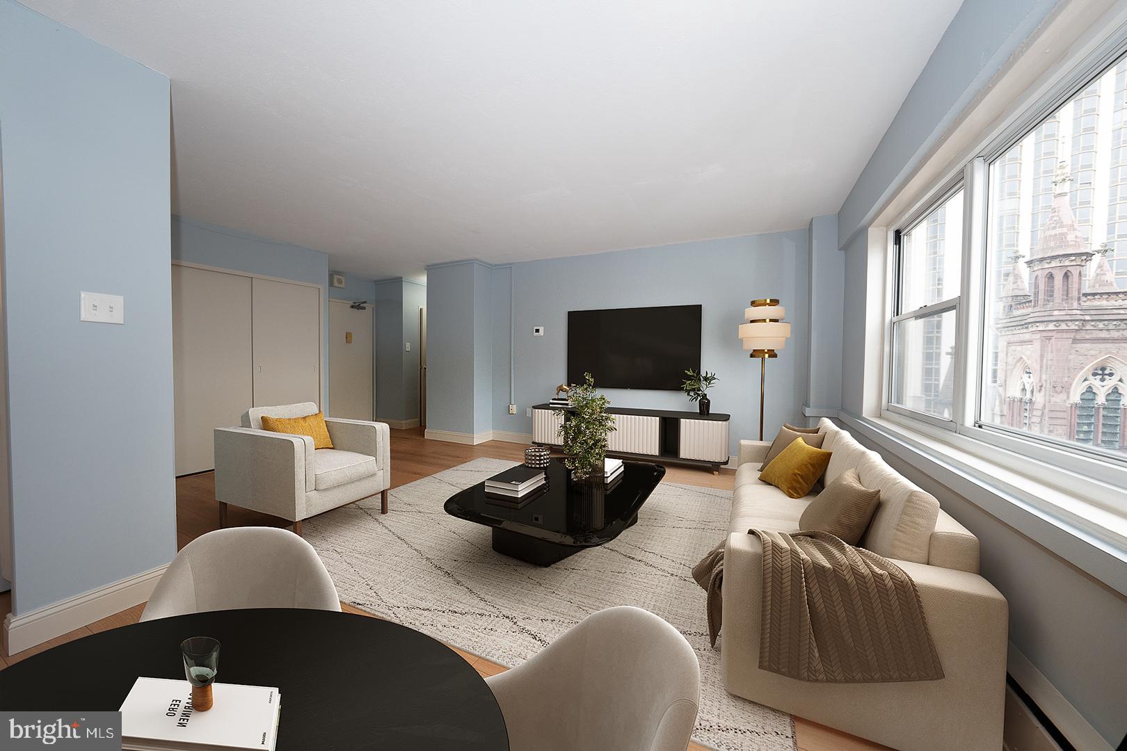 Bright, updated 1-bedroom, 1-bathroom, 663 Sq Ft unit at the 2101 Cooperative is ready for you to move right in and enjoy!  Located on the Southside of the building, overlooking Walnut Street.  This lovely unit features an open floorplan and new wide width hardwood floors.  Galley kitchen has subway tile backsplash and lots of cabinet space.  Large bedroom, full hall bath with bathtub and ample storage complete this unit.  2101 Cooperative is Philadelphia's first cooperative, centrally located in Center City Philadelphia, in the city's premier Rittenhouse Square neighborhood on the corner of 21st and Walnut! 2101 Coop has 24-hour Security & Doorman, On-Site Management & Maintenance, Amazing Rooftop Garden and Sun Deck with breathtaking views, Laundry Facilities, Bike Rooms, a Guest Suite and VALET PARKING available for $108 per month, THE MONTHLY FEE INCLUDES ALMOST EVERYTHING: All Utilities including electric, heat, air conditioning, water & basic cable, All Real Estate Taxes & Maintenance Package. 2 Cats, a caged bird and fish allowed. Nominal real estate transfer tax & no title insurance. Required.  CASH SALES ONLY.  No Renting.   Experience the ability to walk out your door to first class, 4-star restaurants, fabulous shopping & all the conveniences of this sought-after neighborhood.