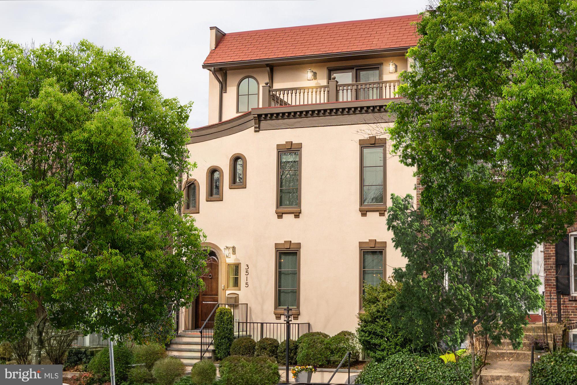 Under the discerning and creative direction of Chryssa Wolfe, Hanlon Design Build completed a total renovation and expansion in 2018, resulting in this singular, custom-designed, semi-detached townhome.  Behind its distinctive Spanish Colonial façade, you will find over 5,600 sf! The house is 24' wide with four full levels of bright, expansive spaces that offer exceptional contemporary living. The stacked, elevator-ready closets on every floor is an excellent example. Among the many interior features, the Primary Suite is a highlight. Featuring a bright, welcoming Sitting Room, a  luxurious bathroom, walk-in plus a sweeping hall of secondary closets, this sanctuary is a sophisticated, stunning and private destination.  In addition, there are Bluetooth audio and intercom systems throughout the home, a lovely Family Room/Kitchen with gas fireplace and an outstanding Lower Level with a separate entrance.  Upstairs' landings offer charming reading nooks while four sizable Bedrooms feature stunning bathrooms, private terraces, and abundant closet space.  The Lower Level Recreation Room features a kitchenette while a generously sized 5th bedroom with dual entry en suite bathroom is just down the hall. In addition, two Storage rooms and an elevator access closet are available to accommodate every need. Outside, handsome professional landscaping in the front and rear yards is designed for privacy and to be pollinator friendly. Situated on a quiet street yet  less than two blocks to the lively restaurants and stylish boutiques of Georgetown, this move-in ready home with two to three car parking defines the coveted urban lifestyle.