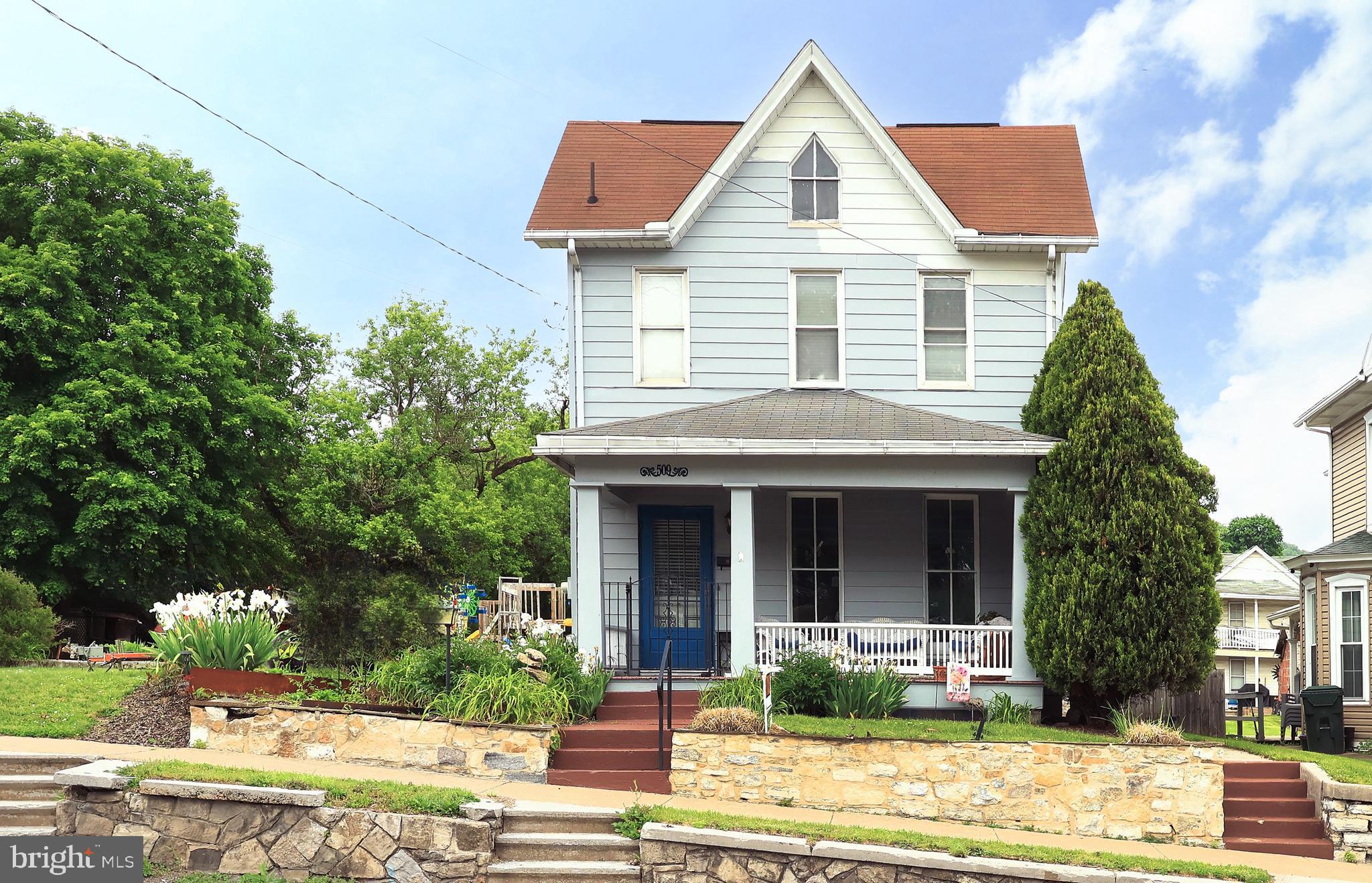 Heartwarming 2.5 Story in downtown Bellefonte. Two included parcels equaling .29 acres, offering plenty outdoor space & rear off street parking, a freshly painted exterior & an inviting 18x8 covered front porch that sets a welcoming first impression.  Inside, the home features a large foyer & spacious rooms throughout.  Hardwood floors, 9 ft ceilings & large windows allow natural sunlight to fill the space. The main level includes a light & bright living room, a separate dining room, & a functional kitchen with included appliances, ample cabinetry for storage & generous countertop space for meal preparation.  The second floor provides three nicely sized bedrooms, a full bathroom, 1 of the bedrooms has access to the cozy covered balcony that overlooks the back yard & access to the attic for additional storage. Additional interior amenities include natural gas hot water baseboard heat, a new gas furnace, new water heater, and updated wiring.  Exterior improvements feature a composite rear deck with added railings & new fencing, enhancing the outdoor space.  With an oh so convenient location near Masullo Park (dog park at the end of Reynolds Ave), Talleyrand Park, all the charm of historic downtown Bellefonte, and quick access to I 99, this home offers everyday practicality in a centrally located setting.  Sale includes two parcels.  The rest of the exterior house painting will be completed by the owners.