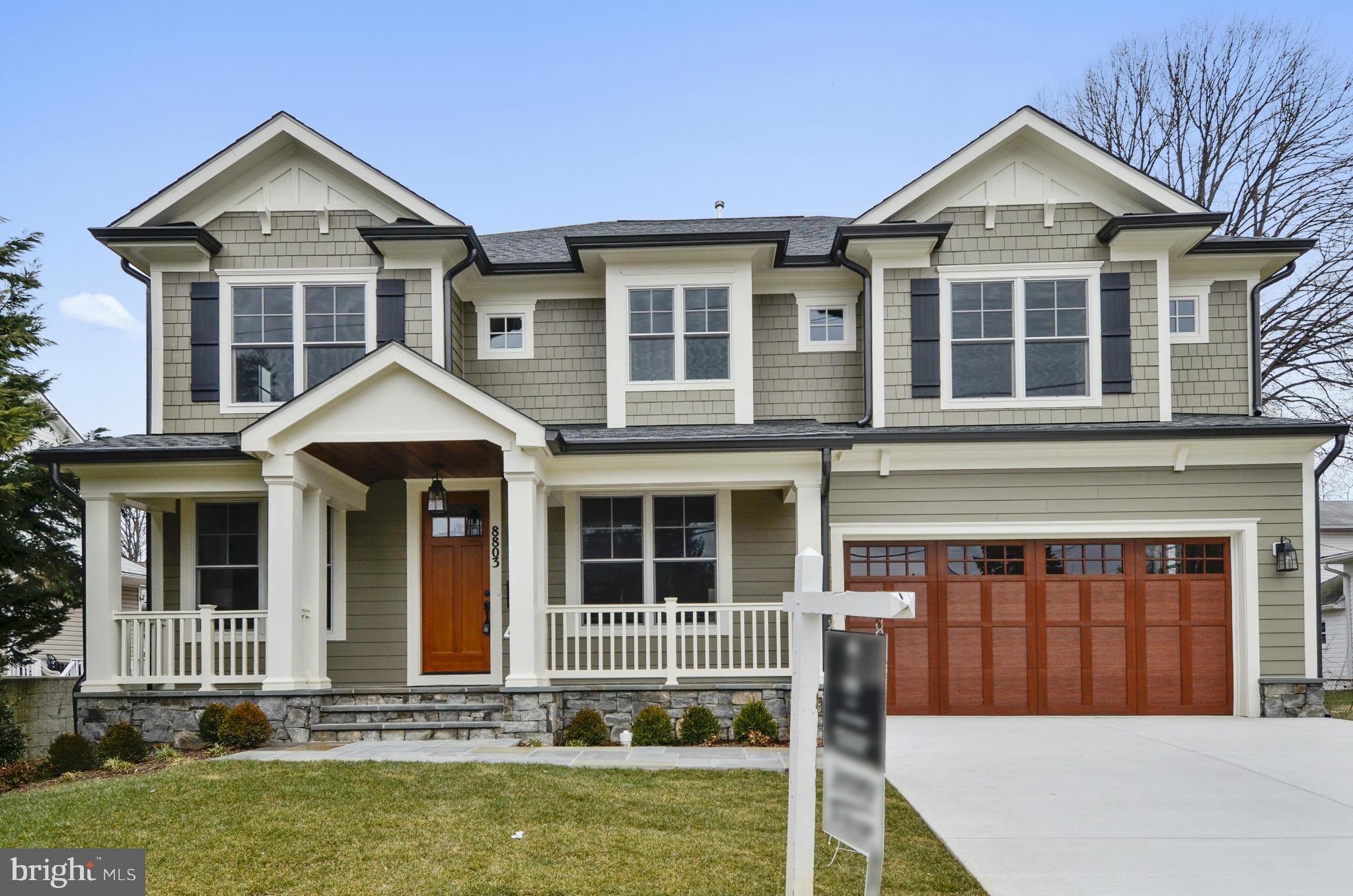 Over 4,900 fin sq ft. COMPLETED new Arts & Crafts Colonial offers 5BR, 4.5BA, amazing gourm kitch w/high-end apps, fam rm w/fp, sep din rm, 1st flr lib, 1st flr mud rm, attchd 2-car garage, master suite w/WIC & spa BA, 2nd flr hw/study area, hrdwd floors throughout 1st & 2nd level, finished lwr lev incl lg rec rm, exercise rm, media rm, 5th BR & FB, frnt porch, lg backyard. Whitman HS Cluster.
