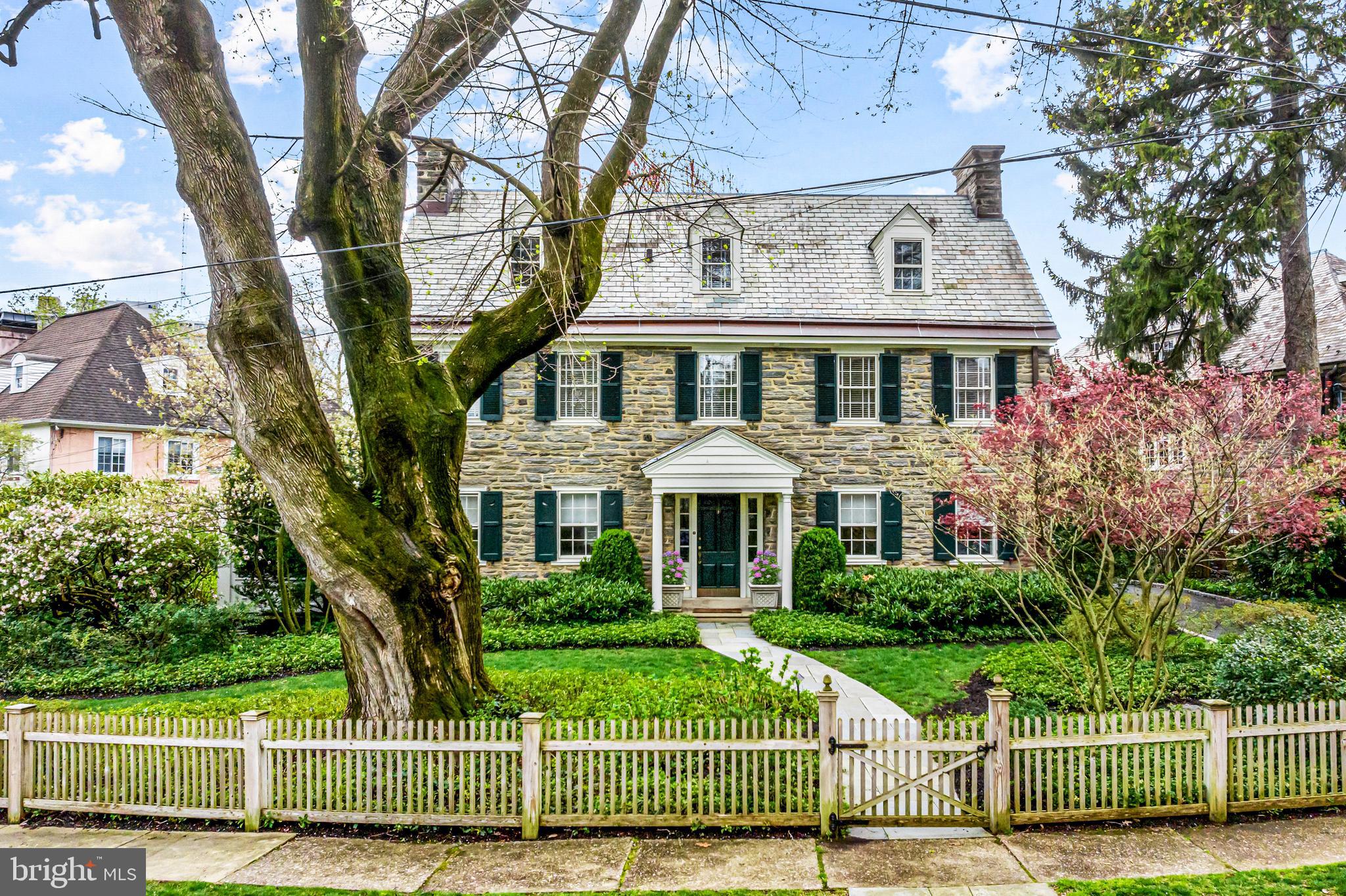 *** SHOWINGS BEGIN ON 4/21 AT 10:00*** 
Welcome to this picture perfect Wyndmoor gem, impeccably restored and improved by it's current owners over the past 11 years. Located on one of the most coveted and quiet locations in the area, this fabulous sun-filled home is set on a beautifully landscaped flat lot, within this wonderful walking neighborhood. Endless features include perfectly restored plaster walls, original or authentically replaced quarter-sawn white oak floors throughout, stunning millwork and moldings, freshly painted neutral decor throughout, updated gourmet kitchen with Subzero, Wolf and Meile appliances, new marble baths, graciously proportioned living, dining and family rooms, primary suite which is easily expandable, 5 additional spacious bedrooms, 2 additional full baths, second floor office with white custom built-ins and desk, partially finished lower level with outside access, new full house generator, all new electrical wiring, new central air, new copper gutters and freshly painted exterior trim. The list goes on. A rare find!!