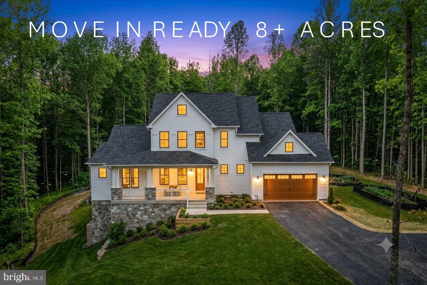 MOVE IN READY!  Construction has been completed on this stunning brand-new home on 8+ acres of land with main floor owner’s suite.   If you are looking for all the latest designer features and space from the neighbors, this is the one you have been waiting for.  

Built by Laine Street Homes and loaded with luxury amenities including Modern Farmhouse styling, gourmet kitchen with custom hood, 36” range, huge walk in pantry, professional grade appliances, morning room, huge front porch, paver patio, luxury vinyl plank flooring, two gas fireplaces, owners suite with deluxe bath, 7 ½ x 5 ½ spa shower with seat and dual shower heads, high end ceramic tile in all bathrooms, finished basement with rec room, bedroom, full bathroom, loads of windows and natural light and much more.   

Additional features include, 2x6 construction, double pane low E energy efficient windows, all compost exterior, R-49 insulation in the attic, R-21 in the walls, 92% efficient Carrier HVAC, and more.
