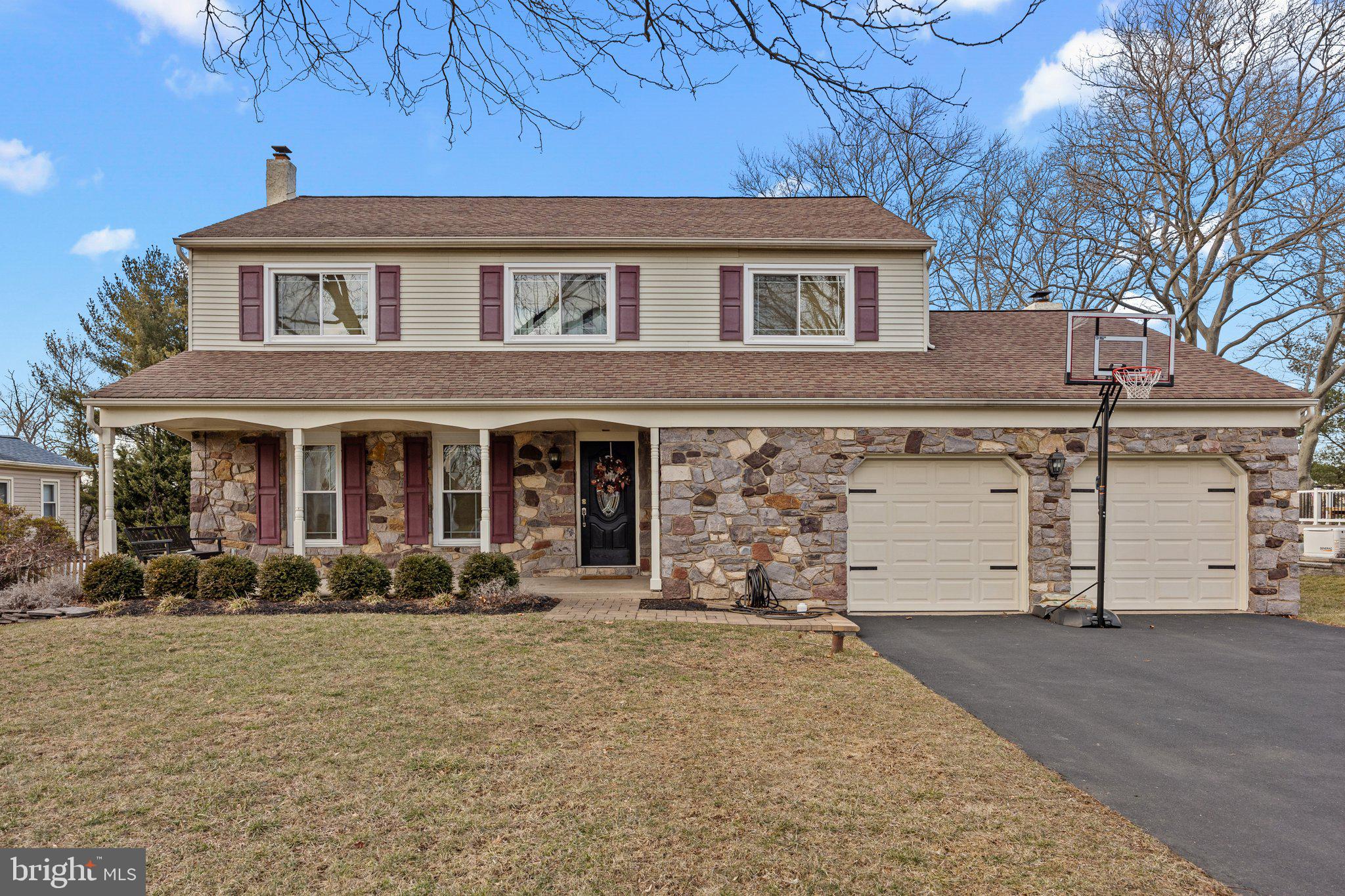 Welcome to 60 Henley Lane, a delightful residence that perfectly embodies the essence of suburban living in beautiful Bucks County, PA. This gorgeous home offers a harmonious blend of comfort and style, making it an ideal retreat for families and those seeking a move-in ready home. As you step inside, you are greeted by an inviting foyer that leads to a spacious open-concept design combining the kitchen and family room, which includes a sliding glass door to the large back deck. The formal living room is perfect for gatherings, featuring abundant natural light and a warm atmosphere (currently used as the kids’ playroom). The heart of the home is undoubtedly the modern kitchen, which boasts sleek stainless steel appliances, stunning granite countertops, a ten-foot long island, and ample cabinetry for all your culinary and storage needs. Convenient powder room on main level as well. Upstairs you'll find four generously sized bedrooms, including a main suite complete with an en-suite bathroom with double vanity for added privacy and convenience. Each room is thoughtfully updated, including the hall bathroom. Step outside to discover the spacious deck, complete with a motorized awning, perfect for summer barbecues, morning coffees, or cozy evenings under the stars. Located in a friendly neighborhood, this home is just minutes away from local parks, excellent schools, and a variety of shopping and dining options.  With easy access to major roadways, commuting to nearby cities or exploring the greater Philadelphia area is a breeze. Additional amenities include a partially finished basement with storage, two-car garage with inside access, a main floor laundry room, and modern fixtures throughout, ensuring that this home is both functional and stylish. HVAC system features two units (one for each level) ensuring a comfortable home climate year-round. Whole house window replacement with Okna 800 series energy efficient windows (2023).  New sewer line (2021).  New gutter guard system with leaf guard (2017).  Many more upgrades listed in the documents section.  Don’t miss the opportunity to make this charming property your own! Schedule a showing today and experience all that 60 Henley Lane has to offer. Your dream home awaits!