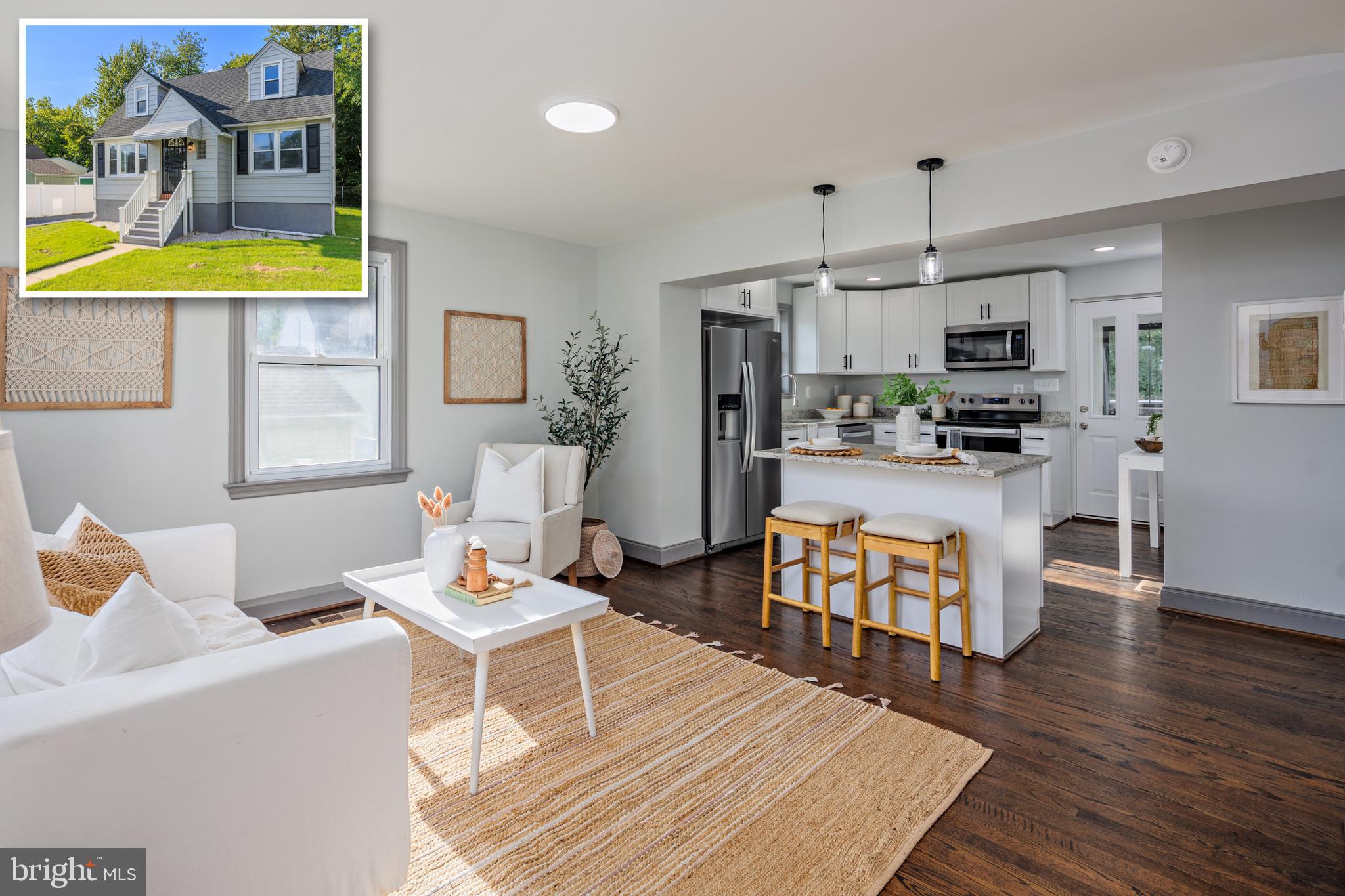 * Charming Cape Cod Home on a Quiet Dead-End Street * Discover the perfect blend of comfort and style in this beautifully updated Cape Cod home, nestled on a quiet dead-end street. This single-family detached gem features newly refinished hardwood floors that flow seamlessly throughout the main level, creating a warm and inviting atmosphere. The heart of the home is the stunning, fully renovated kitchen, complete with custom white shaker cabinetry, sleek stainless steel appliances, granite countertops, and a spacious island that makes meal prep a breeze. The open-concept design connects the kitchen to the main living area, perfect for entertaining or everyday living. The main floor offers two cozy bedrooms and a full bathroom, providing convenient single-level living. Just off the kitchen, you'll find a charming enclosed porch, ideal for enjoying your morning coffee or unwinding in the evening. Upstairs, two additional bedrooms and a second fully renovated bathroom provide ample space for family or guests. The unfinished basement offers plenty of storage or the potential for future expansion. A large driveway and carport provide parking for two cars, and the shed with electricity adds extra convenience for hobbies or storage. With many updates throughout, including all-new flooring and fresh paint, this home is truly move-in ready. Don't miss the opportunity to own this beautiful Cape Cod home, where modern updates meet classic charm. Schedule a showing today!