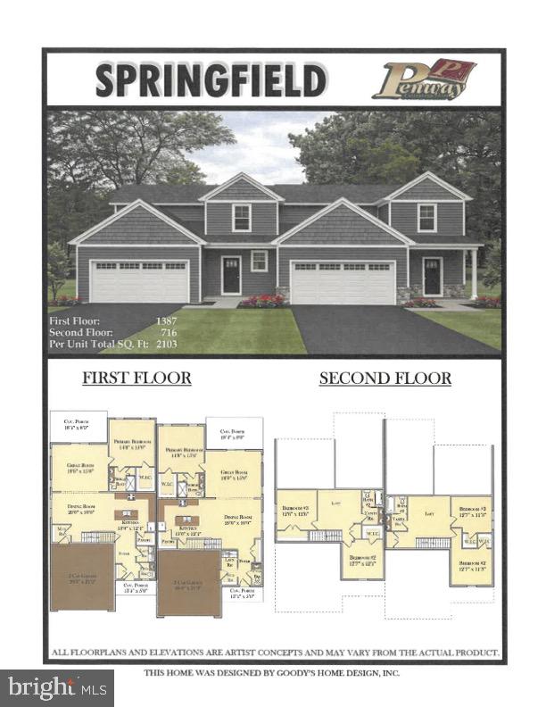 TO BE BUILT. Experience easy living in this beautiful Springfield floor plan. Designed with comfort and functionality in mind, this home features an open floor plan with 9-foot ceilings and a spacious first-floor primary suite complete with a private en-suite bathroom offering a tile walk-in shower, double-bowl vanity, and walk-in closet. The large kitchen is perfect for entertaining and everyday living, showcasing 42-inch cabinets with crown molding, granite countertops, a center island, and a walk-in pantry. Also on the first floor are a convenient laundry room, half bath, and mudroom. The second floor offers two additional bedrooms, a loft area ideal for a second living space or office, and a full bathroom. Step outside to relax and enjoy scenic views from the covered deck. The homeowners association handles mowing and snow removal, allowing you to enjoy low-maintenance living. Ideally located with easy access to Lancaster, Harrisburg, Hershey, and York, the community also offers numerous walking trails throughout the development.