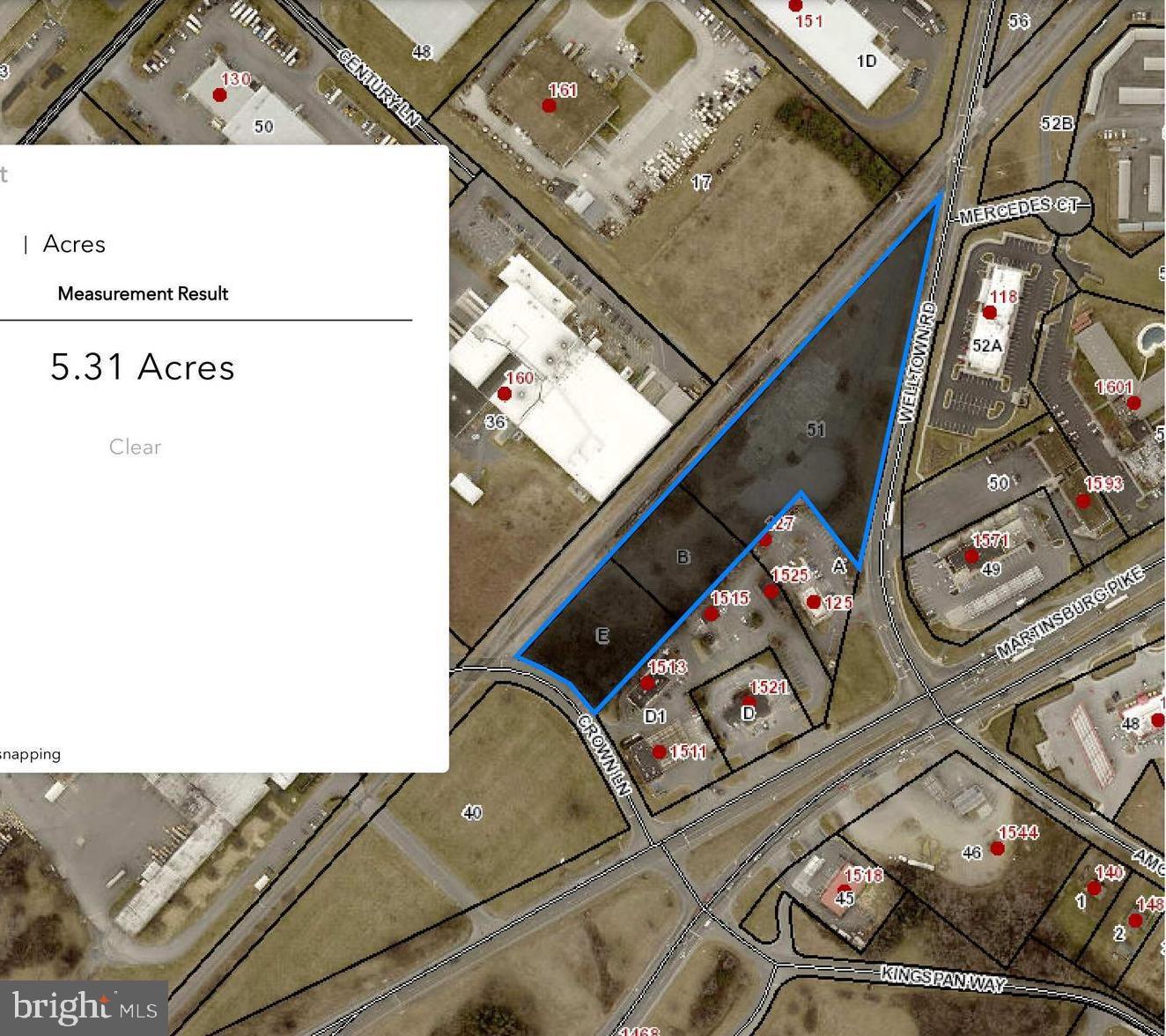 5.26 Acres of Interstate/Commercial Land , SALE OR LEASE Available, Frederick County, VA, Exit 317. Besides Taco Bell, across from new hotel, surrounded by commercial, connects to Crown Lane for traffic light access! Excellent visibility on Martinsburg Pike (39,000 AADT VDOT '17). Ideal for restaurant, fast food, grocery, auto parts retailer, auto repair. Strong potential for rezoning for increased commercial uses. Over 700' road frontage. Offered for sale, 5.26  acres for $1.500.000 or $3333/acre land lease. Subdivision considered. Currently zoned to allow multiple flex uses and restaurants. Rezoning would open multiple more commercial uses such as hotel, retail center, offices. Make offer!