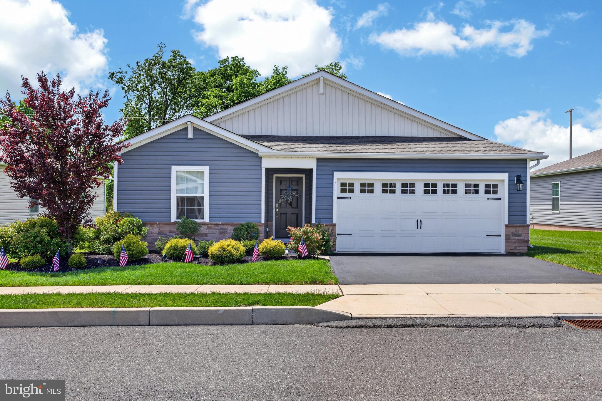 Welcome to easy one-floor living in the desirable Pottsgrove Hunt 55+ community! This beautifully maintained 4-bedroom, 2-bath home is only 4 years old and offers a bright, open layout designed for comfort and convenience.

The spacious kitchen features abundant cabinet space, a center island, pantry, and seamless flow into the main living areas — perfect for entertaining or everyday living. A dedicated laundry room adds additional convenience. The primary suite includes a walk-in closet and private full bathroom, creating a relaxing retreat at the end of the day.

Enjoy outdoor living with sliding doors leading to the patio added in 2024, ideal for relaxing or entertaining guests. Additional features include an attached 2-car garage plus driveway parking, modern finishes, and low-maintenance living in a sought-after active adult community.

Residents enjoy fantastic community amenities including a clubhouse, tennis/pickleball courts, and walking/jogging paths throughout the neighborhood. Move right in and enjoy comfort, style, and convenience all in one beautiful home!