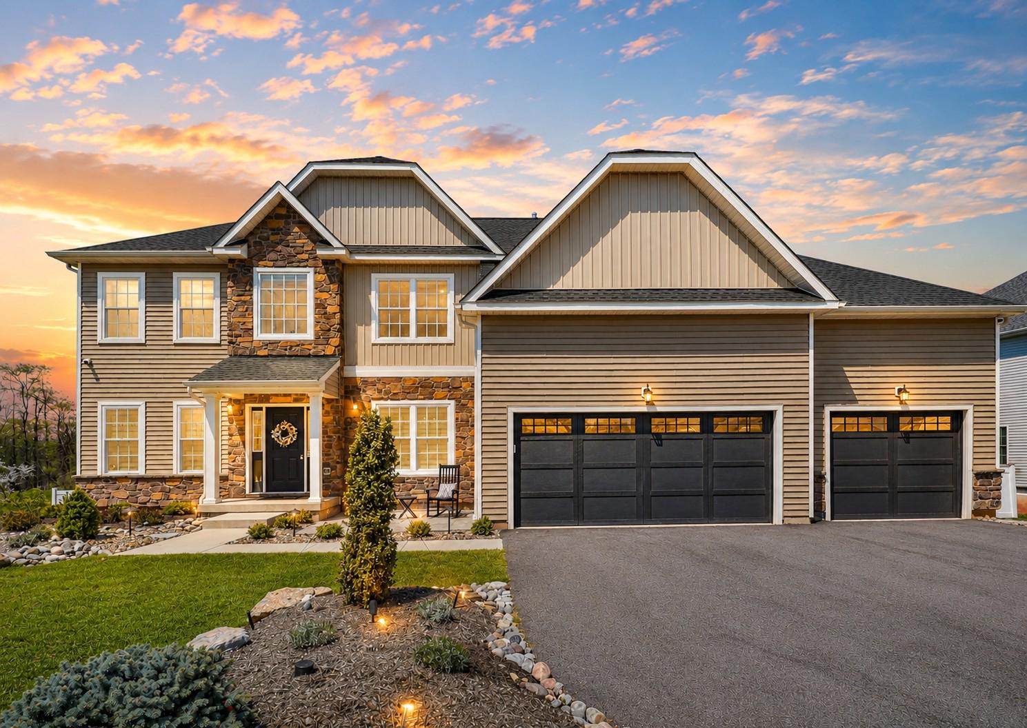 Positioned on one of the most desirable homesites in the Estates at Saucon Valley community, this home offers rare privacy and uninterrupted valley views. Spanning over half an acre, the property delivers a truly exceptional setting. The first floor is anchored by a two-story family room with expansive windows framing the views, a gas fireplace, and an open staircase that defines the space, all connecting seamlessly to the kitchen. The kitchen is centered around an oversized island with abundant cabinetry and a layout designed for daily use and entertaining. Upstairs offers four generously sized bedrooms with custom closet shelving and the convenience of second floor laundry. The owner’s suite provides a comfortable retreat with a well-appointed bath including a soaking tub, tiled walk-in shower with bench, double vanity, and a spacious walk-in closet. The finished walkout lower level adds flexible living space, ideal for a media room, gym, or guest area, complete with a full bathroom. Built for modern living, the home features fiber powered internet, whole home mesh WiFi, and hardwired connectivity throughout. A comprehensive security system with lighting automation adds convenience and peace of mind. Two dedicated home theater spaces and a deck prewired for TV, audio, and internet create a seamless indoor-outdoor experience. The outdoor setting is expansive and private, creating a scenic backdrop. Located in the Southern Lehigh School District, just minutes from Saucon Valley Country Club, The Promenade Shops, and major commuting routes, this home delivers a rare combination of privacy, views, and turnkey condition.