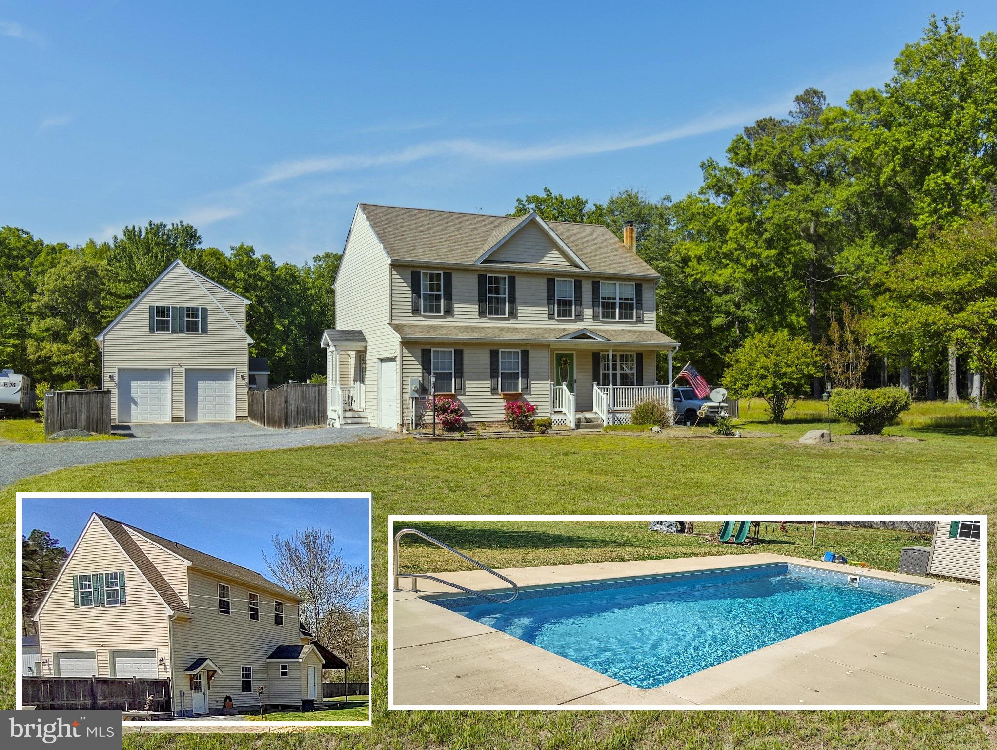 This 5 BR, 3 full BA, 2 half BA home offers nearly 3,000 square feet of comfortable living, but what truly sets it apart is everything beyond the main house.  Step outside to your own backyard oasis featuring an in-ground saltwater pool, gazebo, and expansive entertaining space—perfect for summer gatherings or quiet evenings under the stars.
Need room to grow, work, or host? The 28x40 detached garage with finished upper-level suite opens the door to endless possibilities—ideal for multi-generational living, guest quarters, home office, or turn into a recreation room w/wet bar.
Set on 1.36 acres, this property offers the privacy and freedom you’ve been looking for, with space for hobbies, storage, or simply enjoying the outdoors—without the restrictions of an HOA.
Located just minutes from Leonardtown and an easy commute to Naval Air Station Patuxent River, this home delivers the perfect balance of convenience and seclusion.
If you’ve been searching for a property that offers more than just a house—something with versatility, function, and lifestyle built in—this is it.