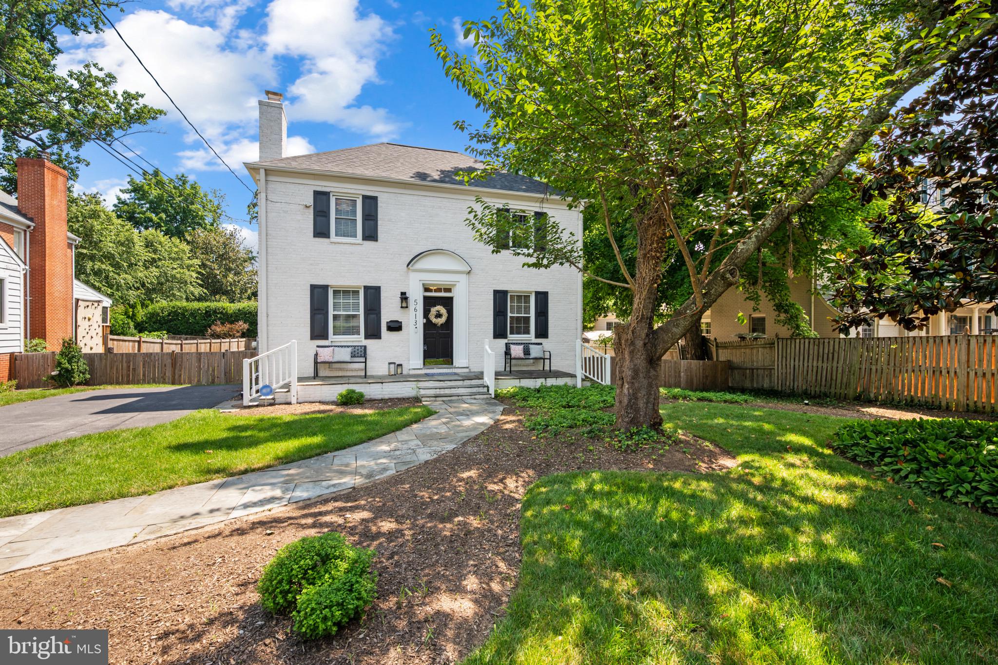 Beautifully renovated and expanded brick Colonial in highly coveted Bradley Hills, just steps to Bethesda Row! Set far back on a nearly 10,000 square foot lot, this stately home offers a warm, airy feel with wood flooring, coffered ceilings, crown molding, recessed lighting, and sun-filled rooms. Upon arrival, you will notice a welcoming front patio that sets the tone for what’s inside. The gracious living room features a stacked-stone gas fireplace, crown molding, and wood flooring. Beyond the living room is a dining room that opens to both the family room and the kitchen.

The thoughtfully renovated gourmet kitchen includes quartz counters, a stainless-steel appliance suite, open shelving, an elevated subway tile backsplash, Shaker cabinetry with soft-close drawers, a GE gas range with a built-in griddle, sleek black hardware, and a magnificent breakfast room filled with natural light, complete with a built-in banquette and skylights. Off the breakfast room is a charming family room addition with an impressive stone fireplace - both chimneys were fully rebuilt and relined in 2025 - framed by display shelving, coffered ceilings, recessed lighting, and access to the rear deck. A wrought iron spiral staircase in the family room leads to the upper level, one of two staircases connecting the main and second levels. The main level is complete with a powder room. 

Upstairs are four well-proportioned bedrooms and two renovated full bathrooms, including the primary bedroom retreat. The primary suite offers two wall closets and a private renovated en-suite bathroom with a marble double vanity and a glass-enclosed shower with a barn-style door.  

The lower level is unfinished and offers potential for future remodeling and customization, along with ample storage and a laundry area. Positioned on a large lot with mature landscaping, the property includes a fenced backyard with a composite deck. The driveway provides off-street parking for up to four cars.

Perfectly located less than a mile from Bethesda Row, this home offers easy access to restaurants, shops, the Bethesda Metro (Red Line), and nearby Safeway and Giant grocery stores. Enjoy the convenience of living in the heart of Bethesda within the Whitman school cluster.