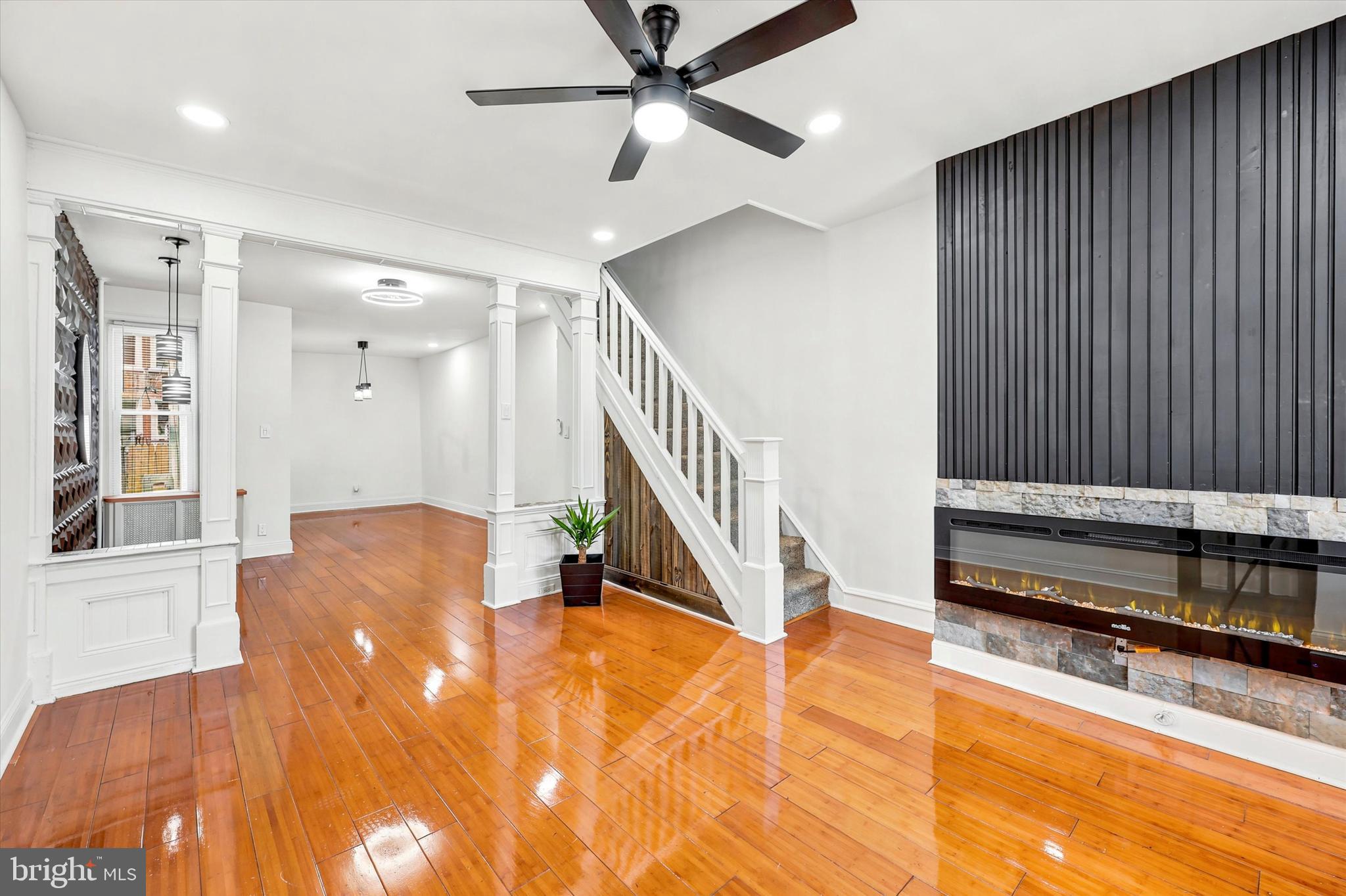 Brand new Renovation in Port Richmond !  Enter through a freshly painted enclosed porch into the stylish vestibule to proceed into a tastefully finished  living/family/dining room combo with gleaming caramel hardwood floors, recessed lighting,  pendant light fixtures, ceiling fans, electric fireplace & artistic accents walls throughout. Our state of the art kitchen features granite counters, stainless steel appliances, ample cabinetry & colorful ceramic tiled backsplash. Upstairs, you ll find 3 bedrooms with an expansive master drenched in natural light with closet space in each. Beautifully tiled three piece bathroom with shower tub combo & shower tower system. Freshly painted & fenced backyard ideal for cozy get togethers, the spacious basement offers additional living space or storage for your convenience. 2 min to i95, 5 min to  New Jersey via Betsy Ross Bridge & 10 min to Center City Philadelphia. Easy to Show, come take a look today !