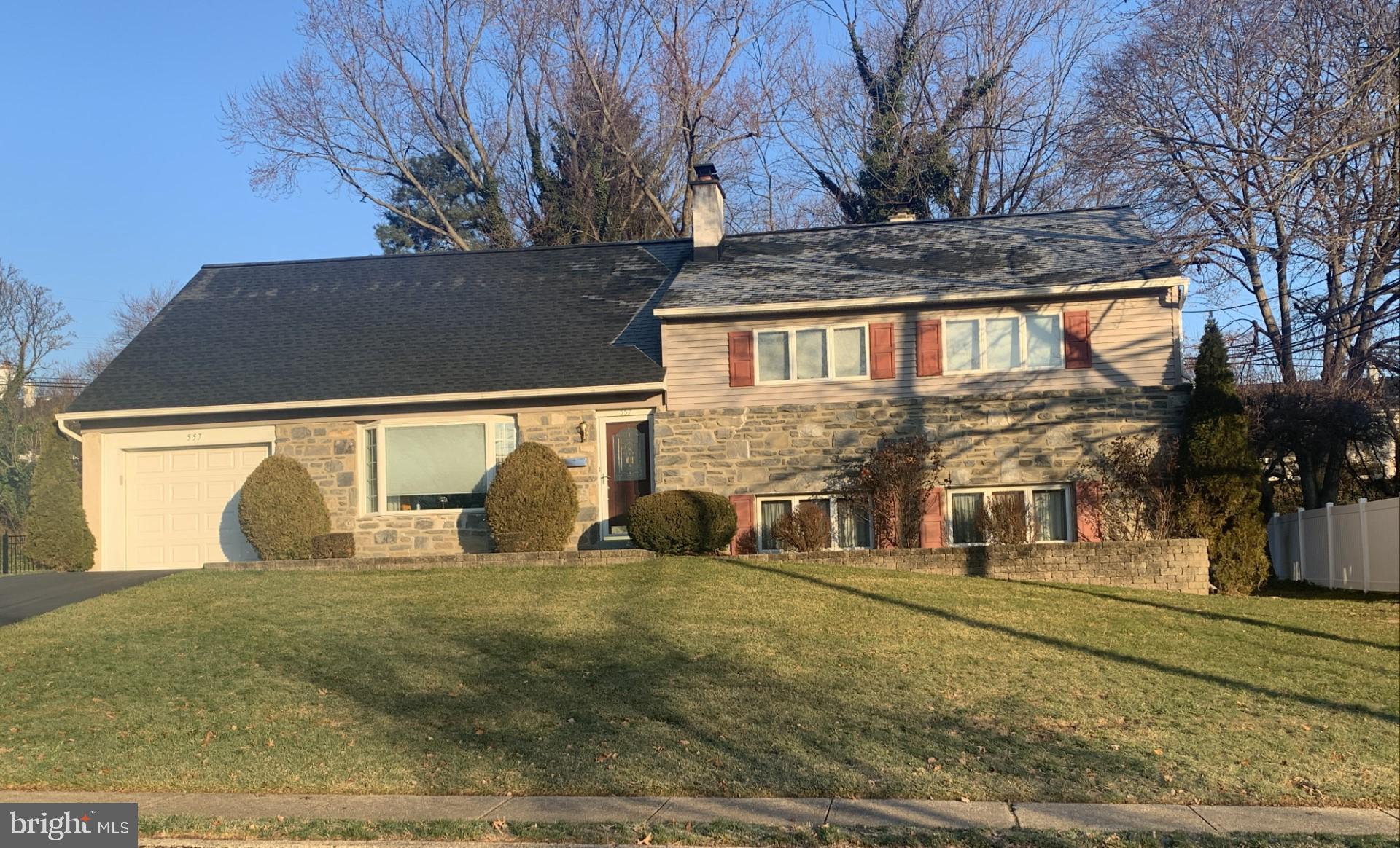 Stop by this 4 -5 bedroom 3 and 1/2 bath split level home in Upper Merion School District!  Enter to find hardwood floors throughout.  On the main level are an eat-in kitchen, dining and  living room.  On the next floor up you'll find 3 bedrooms and 2 full baths.   The  top floor you'll find another bedroom , an office and the 3rd full bath.  On the bottom floor is a laundry area, a family room with a wood burning fire place and a half bath.  A nice back yard  with patio and a 1 car garage complete the home.  Some features includes:  New roof (2022), replacement windows, gas hot water heater (2019) and central air.  About 1 mile from the King of Prussia Mall.  Also nearby is Valley Forge Park!