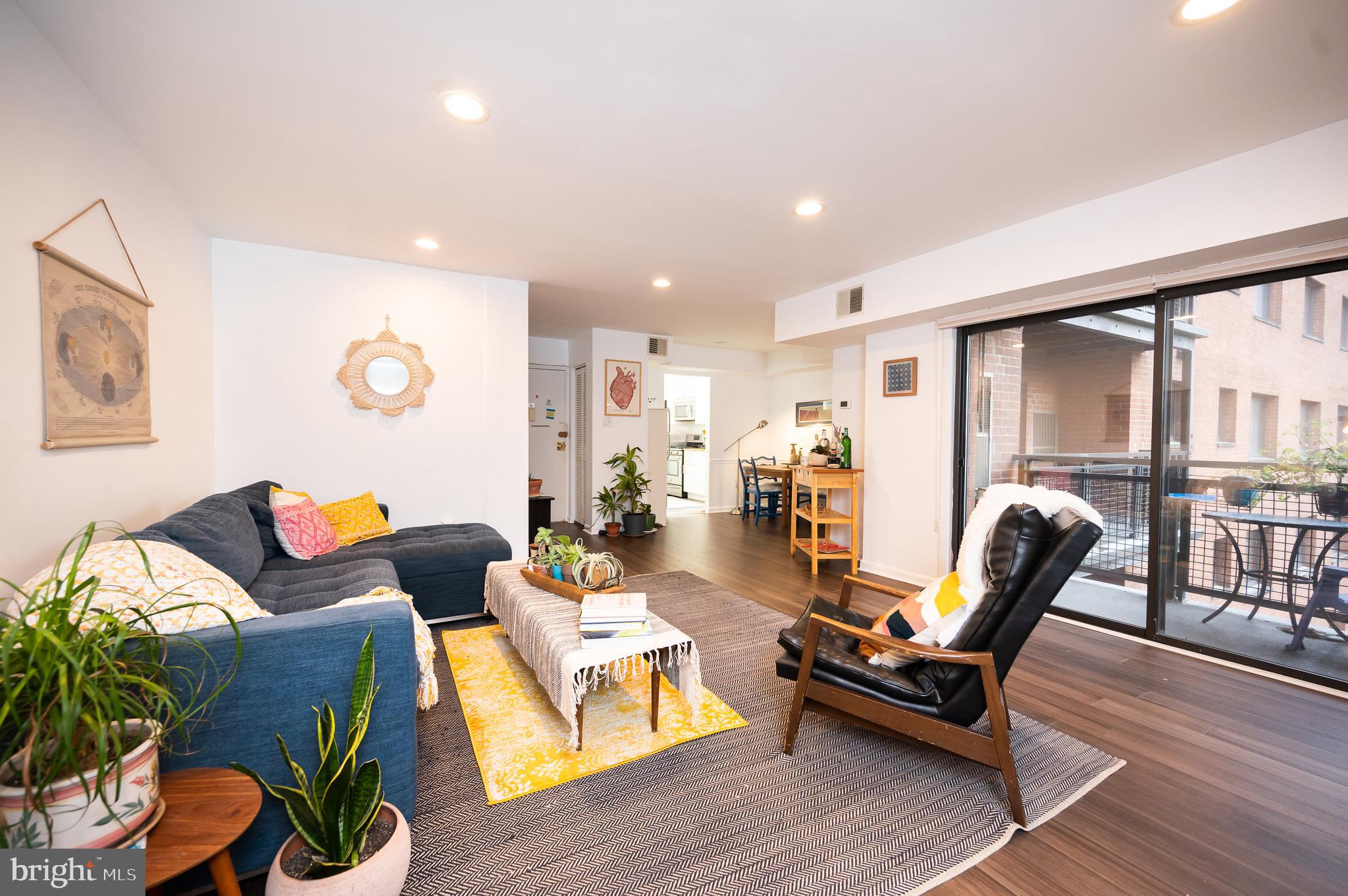 Beautiful tree-lined views, a large balcony, and Northern & Eastern exposures bring the outside in for this spacious condo in the heart of Takoma Park. The open living and dining room boasts updated floors and newly installed recessed lighting. Three spacious bedrooms each have large reach in closets and  two large hall closets big provide ample in-home storage. The primary bedroom is situated on the corner of the unit, with views on two sides and an en-suite private bathroom. All three bedrooms are incredibly spacious, with room for guests, office space, and your peloton! The hall bath was recently renovated as well. Laundry room is on the second floor of the building, but in-unit laundry is allowed.  Condo fee includes all utilities but electricity, which runs $80-120/mo.  

The Takoma Phoenix Condominium is ideally located - a small grocer is next door, the community center with dog park, pool, skate park, library, and community activities is across the street, and you are a short, tree-lined walk through the neighborhood to the red line Takoma metro station and downtown Takoma - home to Busboys & Poets, Takoma BevCo, Roscoe's Pizza, Republic, Ciela Roja, and a year-round Sunday farmer's market. Parking is available off-street for $20/each space , and visitor parking for guests is free. PETS ALLOWED! Building information on MLS is incorrect. Both dogs and cats are allowed! Accessible building with side ramped entrance to the second floor of the building, and elevator access to unit floor.