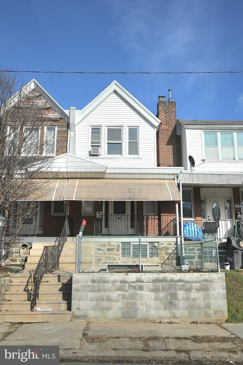Welcome to 4057 Teesdale St., located in Holmesburg, Northeast Philadelphia.  The property features a long front yard patio, perfect for outdoor activities and home parties.  First floor featured a living room, dinning room and NEW updated Kitchen. Second floor featuring 3 bedrooms and full bathroom.  Close to restaurants and public transportation. Don't miss out on the opportunity to own as your home and great investment property.