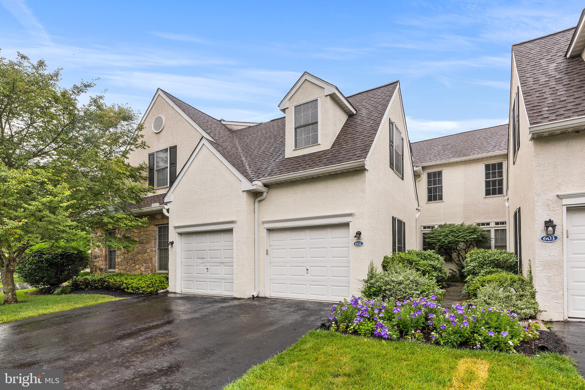 Welcome to this beautifully maintained 3-bedroom, 3.5-bath townhome in the highly sought-after Penns Preserve community, located within the award-winning Great Valley School District. This  move-in-ready home offers the perfect blend of comfort, style, and functionality. A welcoming foyer leads into the main level, where gorgeous hardwood floors flow throughout the home's spacious and inviting living areas. The open-concept layout seamlessly connects the living room and eat-in kitchen, creating an ideal space for both everyday living and entertaining. The kitchen is equipped with newer appliances and offers plenty of space for preparing meals and gathering with family and friends. Adjacent to the kitchen is a spacious formal dining room, perfect for hosting holiday celebrations and special occasions. A private study/home office with custom built-ins and a cozy fireplace provides the perfect work-from-home setup or quiet retreat for reading your favorite book. The main level also features a convenient powder room, abundant closet space, and direct access to the attached two-car garage.  An addded bonus to the first level and one of the home's standout features is the newly installed multi-level Trex deck that overlooks a tranquil creek and picturesque natural surroundings out back. Whether enjoying your morning coffee or relaxing after a long day, the outdoor setting offers exceptional privacy and beautiful views year-round. Upstairs, the expansive primary suite serves as a true retreat, featuring abundant natural light, two walk-in closets, and a spacious en-suite bathroom complete with a soaking tub and separate shower. Two additional generously sized bedrooms share a Jack-and-Jill full bathroom, providing both comfort and convenience. A recently updated laundry room is also located on the second floor, making daily chores effortless.
The finished walkout lower level adds valuable living space and endless possibilities for today's lifestyle. A large recreation or family room provides the perfect place to gather, entertain, or relax. The bonus room can easily function as a guest room, home office, fitness room, or additional flex space to suit your needs. A full bathroom on the lower level offers added convenience for guests and extended living arrangements. Additional storage closets throughout the basement and the rest of the home ensure there is a place for everything. Walkout access to the lower level of the Trex deck further enhances the home's indoor-outdoor living experience. Combining thoughtful updates, versatile living spaces, abundant storage, stunning natural views, and an unbeatable location, this exceptional home truly has it all.  Please schedule your appointment today!