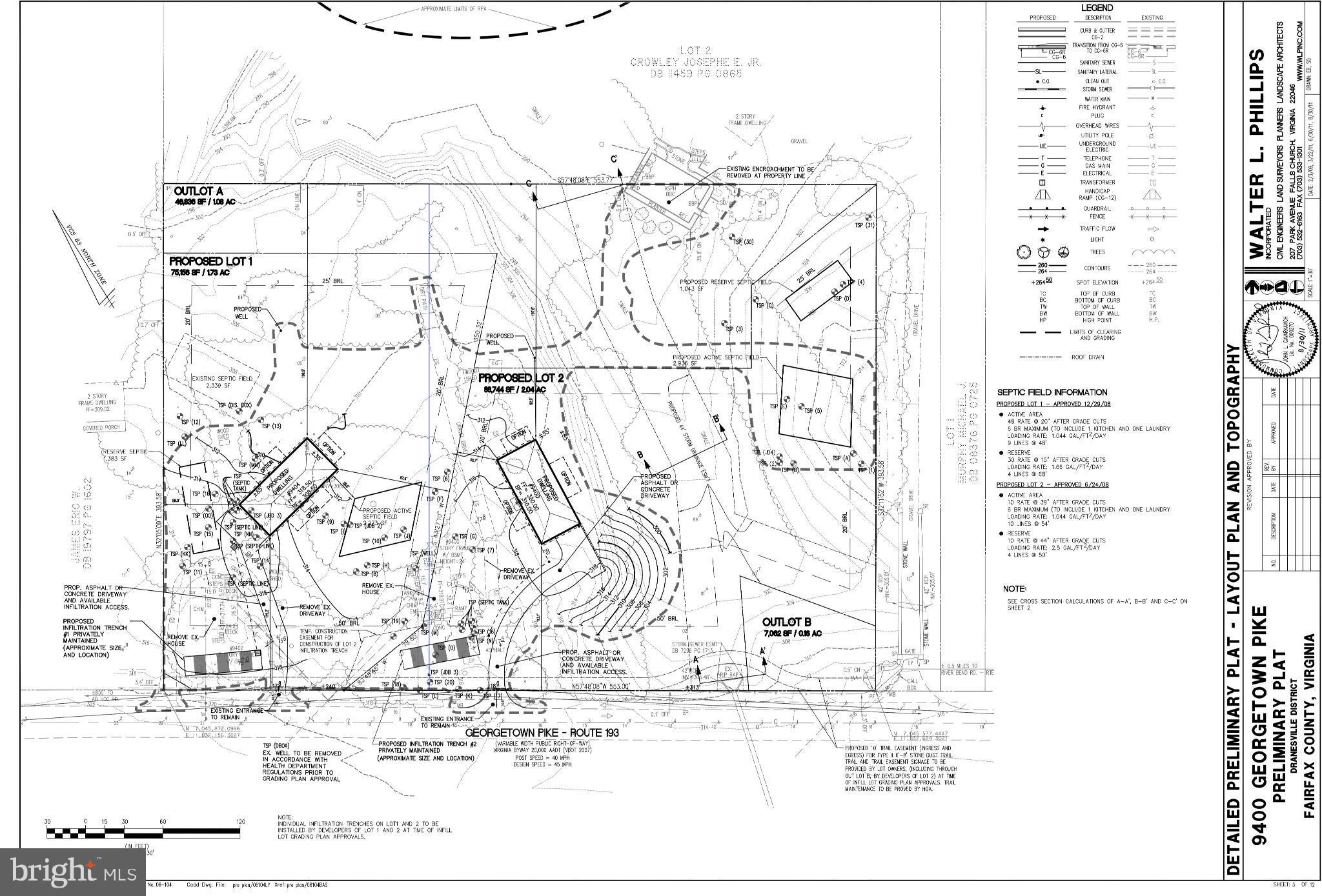Two lots ready for subdivision, 200k of stormwater management will need to be done to get final subdivision.
Lot is one 5 Ac parcel. Once subdivided with be one 2 ac and one 3 ac parcel. Purchaser can buy the 2 ac lot to be subdivided off for 1.4 mil or buy the 5 ac parcel and subdivide into 2 lots. Great location on Georgetown pike with 3 to 9 million Dollar home all around