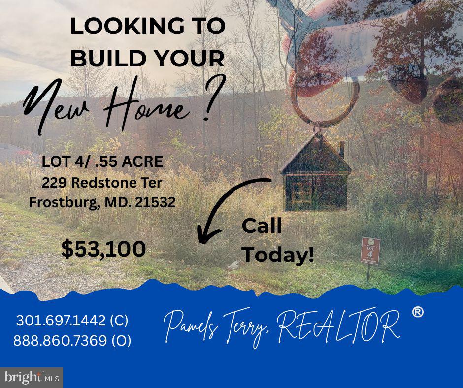 Welcome to Sand Spring Run Subdivision, Frostburg’s premier residential community surrounded by natural beauty and mountain charm. Lot 4 offers 0.55 acres of gently sloping land with breathtaking mountain views, providing the perfect canvas to build your dream home.

Enjoy the peace of country living while staying close to everything you need—Frostburg State University, shopping, medical facilities, and easy access to Interstate 68 for convenient commuting.

Experience the best of Western Maryland living in a thoughtfully designed neighborhood with protective covenants and restrictions to maintain the integrity and value of your investment.  Call today for more information.
