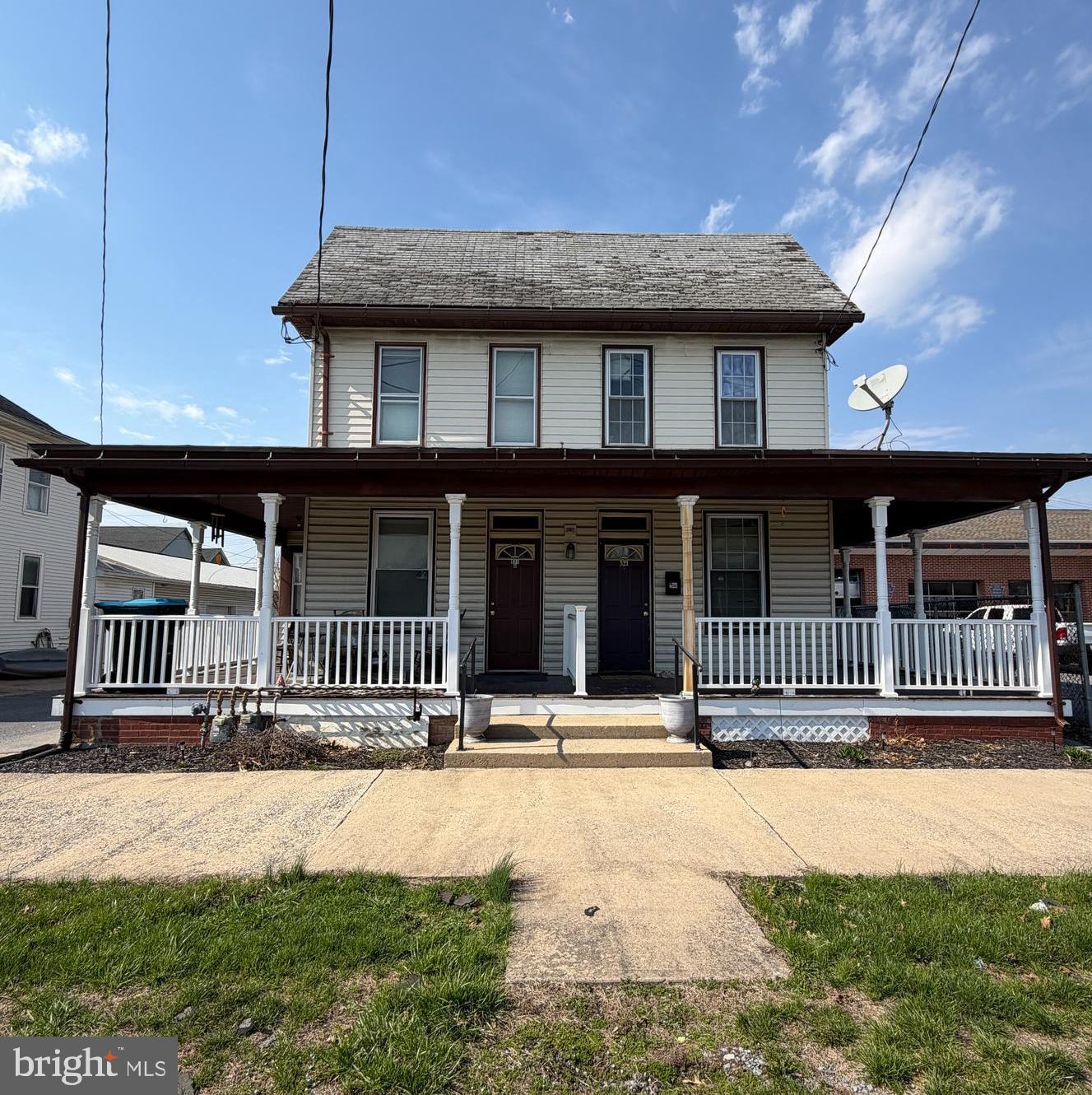 Excellent investment opportunity in Palmyra located in a highly desirable school district! This well-maintained triplex offers three spacious units with separate utilities and strong rental potential.
523 E Main St: This unit features two floors of living space with 2 bedrooms and 1 full bath on the second level. The main level includes a living room, dining room, kitchen, half bath & laundry. Luxury vinyl plank flooring throughout the main level and carpet upstairs. Tenant-owned washer and dryer located in the kitchen. Two-zone gas hot water heat, no A/C. Tenant pays water/sewer, gas, and electric. Access to shared unfinished basement.  521 Unit A (Main Level): One-bedroom unit with living room, kitchen, full bath, and in-unit laundry. Gas hot water heat, no A/C. Tenant pays gas and electric; owner covers water/sewer and trash. Shared basement with separate access with 523.  521 Unit B (Upper Unit): Spacious multi-level unit offering 3 bedrooms and 1 full bath. Second level includes living room, kitchen, one bedroom, bath, and laundry. Third floor provides two additional bedrooms. Gas heat and central air. Furnace and 100-amp subpanel located on the third level. Tenant pays gas and electric; owner covers water/sewer and trash.  The shared basement houses gas furnaces for 523 and 521 Unit A, water heaters for all three units, and three separate 100-amp electric panels.  Additional features include off-street parking for all units in the rear and owner-maintained yard. The owner will be replacing the roof! Great opportunity for investors or owner-occupants alike!