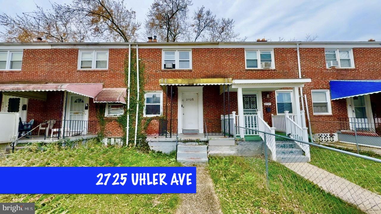 𝐖𝐄𝐋𝐂𝐎𝐌𝐄 𝐓𝐎 𝟐𝟕𝟐𝟓 𝐔𝐇𝐋𝐄𝐑 𝐀𝐕𝐄𝐍𝐔𝐄 - a classic all-brick interior rowhome located in the Levindale neighborhood of Baltimore City . Built in 1954, this traditional two-story home offers approximately 1,296 total square feet including finished basement space .

The home features 2 bedrooms and 1 full bath , along with a partially finished basement that provides flexible additional living space — ideal for a rec room, office, or guest area. The main level offers a functional layout, and the brick construction provides timeless curb appeal and durability.

Situated on a residential R-6 zoned lot  with public water and sewer, central A/C, and natural gas heating , this property offers solid fundamentals for both owner-occupants and investors alike.

Conveniently located near Sinai Hospital, Cylburn Arboretum, and major commuter routes, this home provides easy access to neighborhood amenities while maintaining a quiet residential feel.

Whether you’re looking for an affordable place to call home or a strong rental opportunity, 2725 Uhler Ave presents a great value in an established Baltimore neighborhood. Buyer to verify ground rent and all due diligence items.