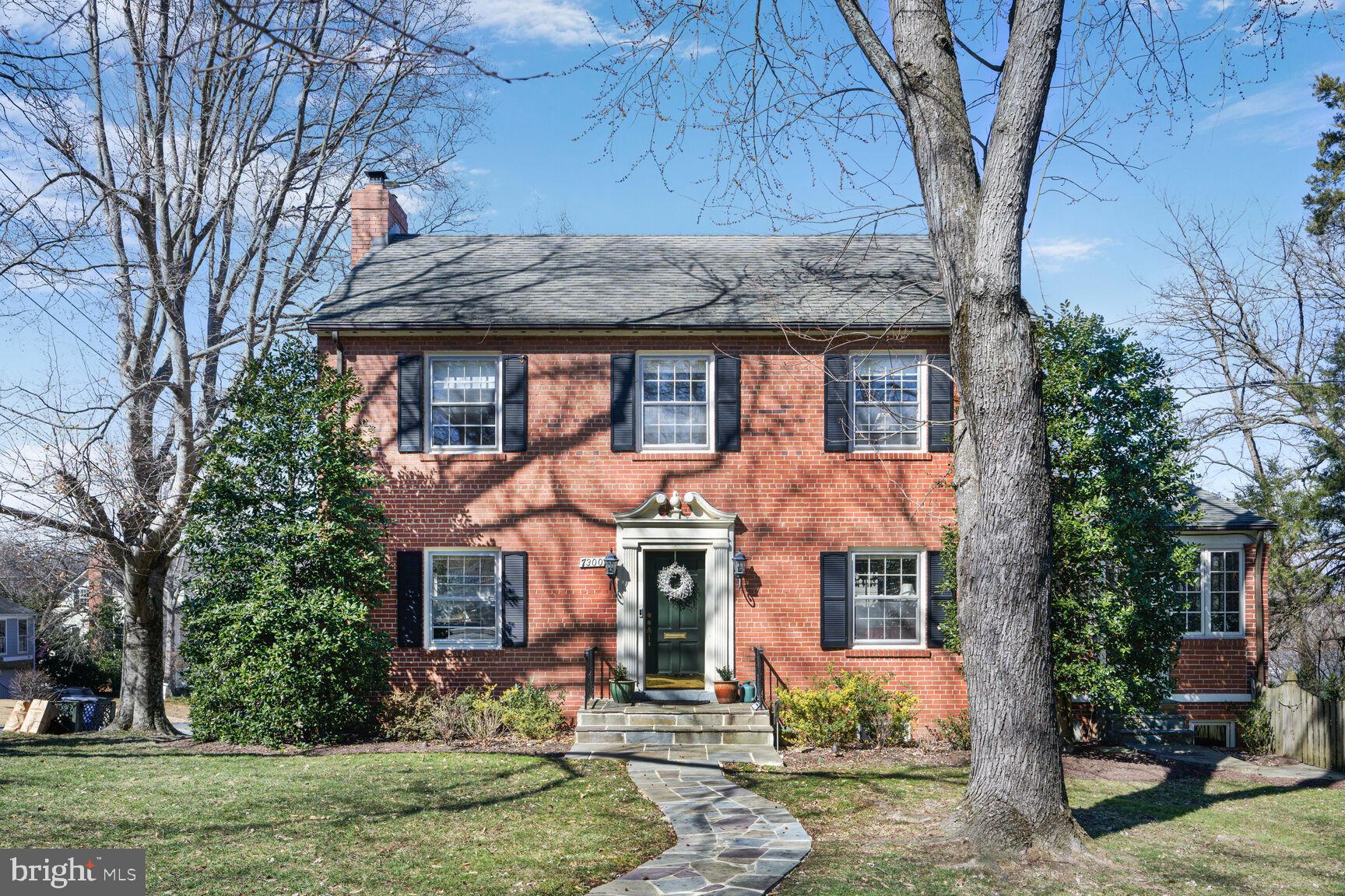 Charming 4-Level Brick Colonial on a Spacious Corner Lot

Lovingly maintained by its current owner for over 40 years, this timeless 1949 Brick Colonial is a true gem. Nestled on a generous 8,952 sq. ft. corner lot, this home enjoys Southern and Western exposures, filling the interior with natural light while mature landscaping provides privacy.

Step inside the welcoming entry foyer to find a classic center-hall layout, featuring a spacious living room with a cozy gas fireplace, an elegant dining room, and a bright kitchen with white cabinetry, Corian countertops, and a stainless steel range. A side sunroom—complete with motorized shades and heated floors—offers a serene retreat year-round. A convenient powder room completes the main level.

Upstairs, you'll find three comfortable bedrooms and two updated baths, plus pull-down stairs leading to abundant attic storage.

The walk-out lower level adds fantastic versatility, featuring a rec room with built-in bookshelves, a new powder room, laundry, storage space, and a fourth bedroom with luxurious heated floors—perfect for guests or a private home office.

Additional highlights include two off-street parking spaces with plenty of street parking and a rear flagstone patio. Easy access to Rock Creek Park and the charming shops and restaurants on Brookville and Connecticut make this home an unbeatable location.
