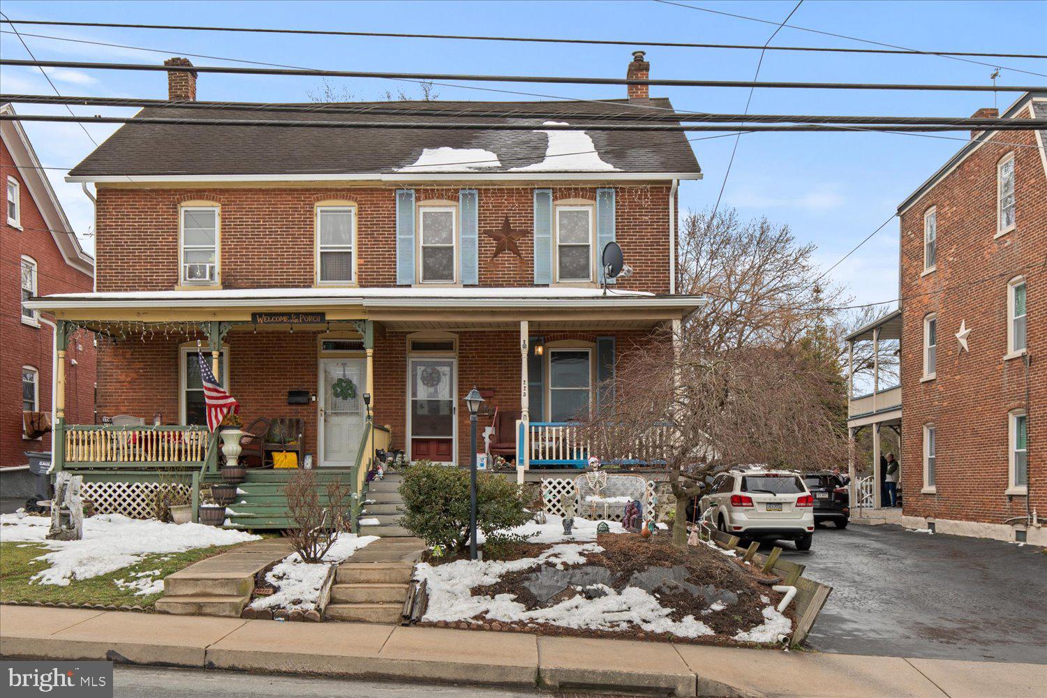 Welcome to 225 W State Street! This beautiful brick home boasts a simple interior floorplan with 3 beds and 1 bath. Outside you will find plenty of usable spaces in the front porch and back deck. This home has good bones with a nice hot water heater and furnace. The off street parking enables flexibility and space for guests. This home would make for a great rental, rehab, or sweat equity investment for a savvy homeowner. Don't miss out on this wonderful semi-detached home in Quarryville! Cash or conventional only, as-is sale!