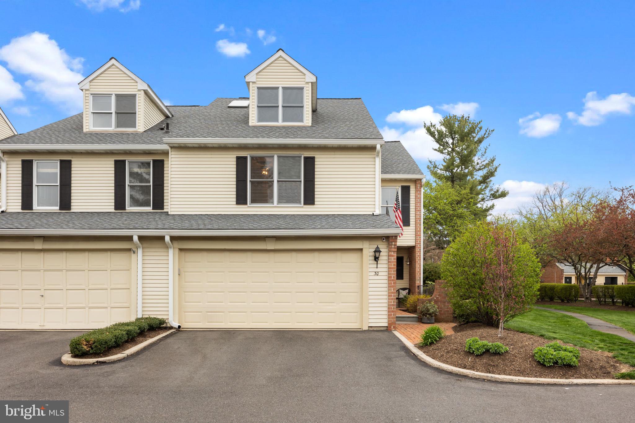 Welcome to this Stunning End Unit Townhome with 4 Bedrooms (possibly 5) and 3 ½ Bathrooms Located is the Highly Desired Sutphin Pines in Yardley! Suited in a small courtyard location of this development and nearby the pool, it’s one of the most longing areas of the community! Decorated and designed with chicness in mind, this home offers a stunning kitchen with white cabinetry, stainless appliances, double oven, gorgeous granite and large windows with automatic blinds, perfect for when privacy is needed. A large living and dining room with stunning white built-ins, grand crown molding with great detail and beautiful hardwood floors. Also off the main floor is a full bathroom with shower, a bedroom with built-ins and a cozy, vaulted ceiling sunroom with plenty windows and a door for outside access. As you head up to the second floor you are greeted with the stylish updated banister and wood steps. The second floor is quite unique, and the possibilities are endless. The primary bedroom has lovely white built-ins, large, organized style closet and remote-control blinds. A gorgeous primary bathroom, with soaking free-standing tub, double sinks, shower stall with a beautiful peel and stick wallpaper, should the style not work for you. Off the main bedroom is another room you can call a bedroom, office, exercise room, craft room, a room of what you need it to be with a large walk-in closet. Another additional generous size bedroom with large closest space and laundry area in the hallway will finish the second floor. On to the third floor, you see a spacious bedroom with a large closet, a sitting area with plenty of windows and a skylight for natural light and extra storage closet. The basement is a wow with a wood burning stone fireplace, white built-in bookcases on either side, a large farm style sliding door to close over for those movie watching nights or intense sports games. An elegant half bath and a small beverage area are also located in the basement along with a nice size storage area. Don’t miss out on the opportunity to call this Charming Walk up to the Front Door House  your New HOME!
