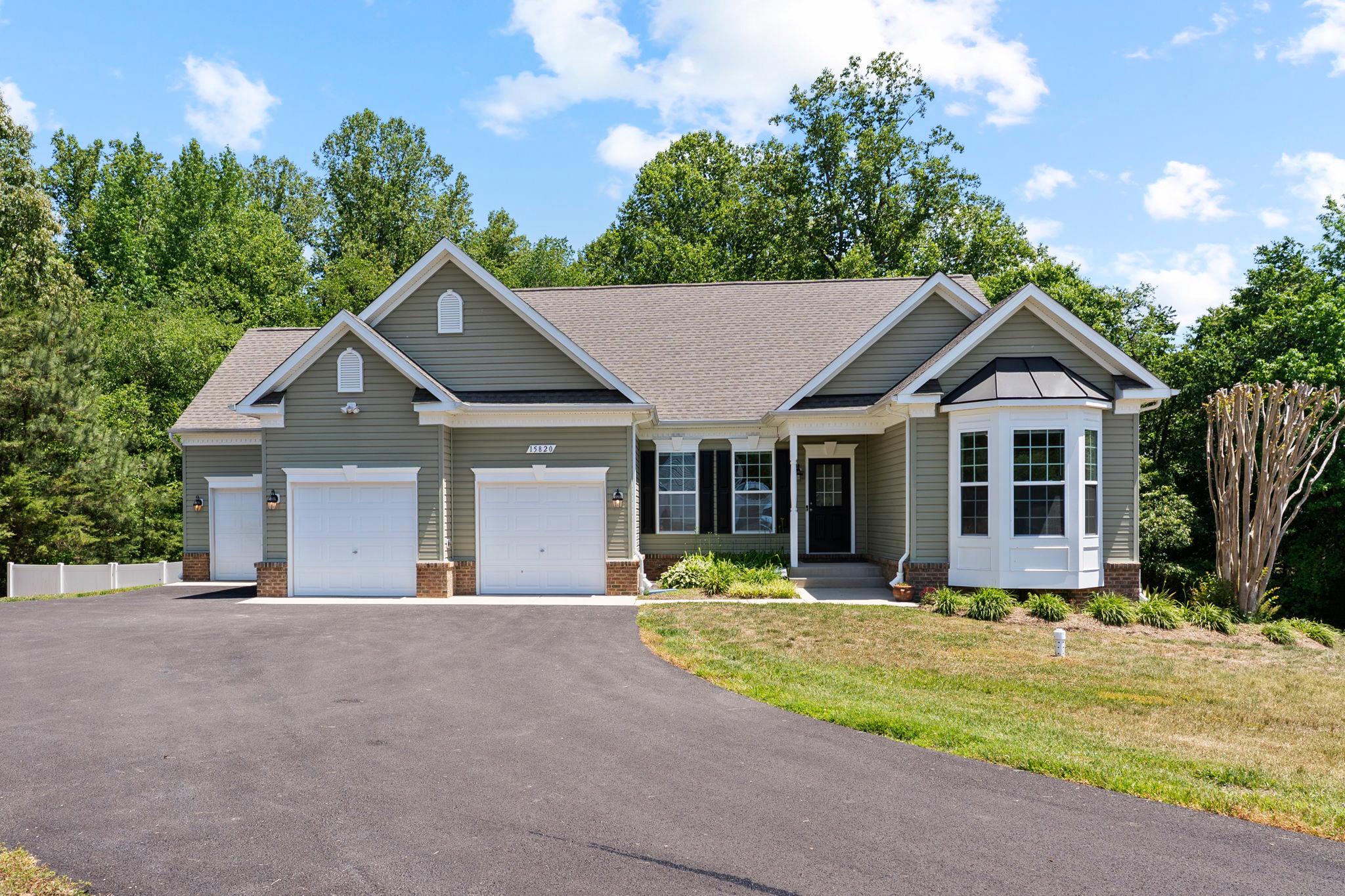 Tucked away in the highly desirable neighborhood of Canterleigh in Hugesville, this ranch-style home offers the perfect blend of comfort and functionality with one-level living, a 3 car garage, and a climate-controlled cellar with 10' ceilings. Step inside to discover a warm and inviting interior that spans 1,893 sqft with 3 bedrooms and 2 bathrooms. The primary suite includes a walk-in closet and a bathroom with a soaking tub for relaxation. Freshly refinished hardwood maple floors can be found throughout most of the house, along with freshly painted walls, ceiling, and trim. The heart of the home, the kitchen, is bright and open, with luxury vinyl tile flooring, and opens to a large east-facing breakfast room that catches the morning sun. The HVAC was replaced with a new Trane system in 2025. This residence is set back from the road on a generous 1.04-acre flag lot, with 6' vinyl fencing, and a non-buildable tree reserve to the back and side for extra privacy. The yard is landscaped with established perennial plants, bushes, and trees. In the back, you have a composite deck with white vinyl railing and a motorized retractable Sunsetter awning, with the deck leading down to a large stone patio. For outdoor storage, there is a 12'x14' utility shed. For indoor storage, there is a fully encapsulated, climate-controlled cellar with 10' ceilings that spans the entire footprint of the house. The 3 car garage is fully finished with insulation, drywall, and paint. The large 3rd bay is separate and could be used as a workshop. Alarm system currently installed and monitored by Guardian. Conveniently located for quick access to Rt 5 for commuting. Don't miss out on this turnkey home with so many unique features!