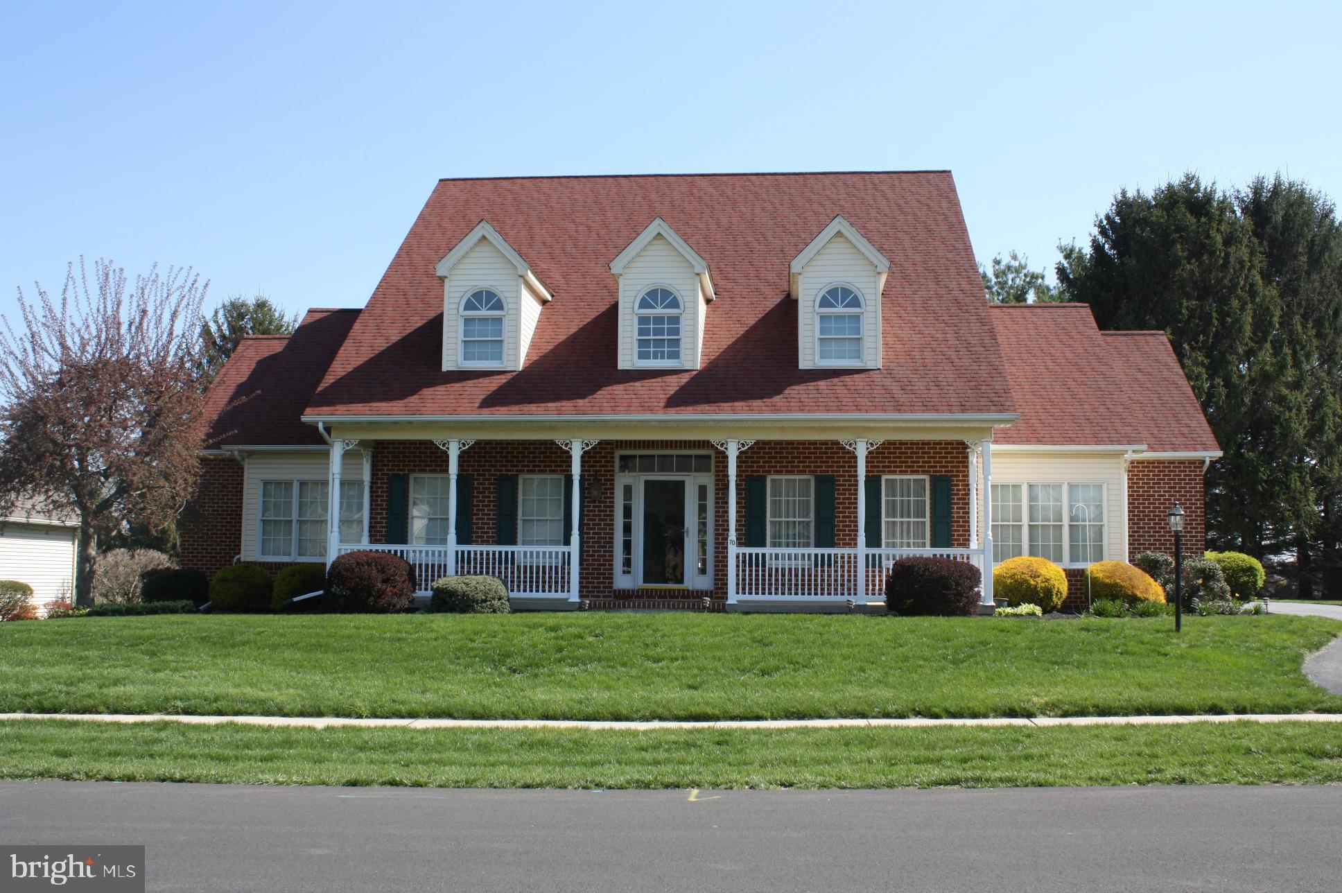 Don't miss seeing this spacious Cape Cod with first floor primary bedroom in Mayapple Village.  The foyer leads to an open floor plan.  The large dining room expands into the living room with gas fireplace featuring a marble surround and hearth.  The gas fireplace can also be viewed in the family room and has a brick hearth.  Family room has atrium doors opening to a  29' 6" x  11' 3"  decorative cement deck.  The well equipped kitchen has a gas range, a second oven, an Island with a four person eating bar, a pantry and breakfast area for a table.  The first floor primary bedroom suite features a sitting area, Jacuzzi soaking tub, and walk in closet.   Lots of closet space throughout the home and a pull down ladder to attic in the garage.  Central vacuum system, gas forced air heat, central air conditioning and a natural gas powered Generac generator to ensure no loss of electricity during power outages.

Updates:  Carrier Central air condensing unit 8/13/2012, Hot water heater 8/8/2018, Microwave oven 8/23/2022 and new blower motor in furnace 4/22/2024.