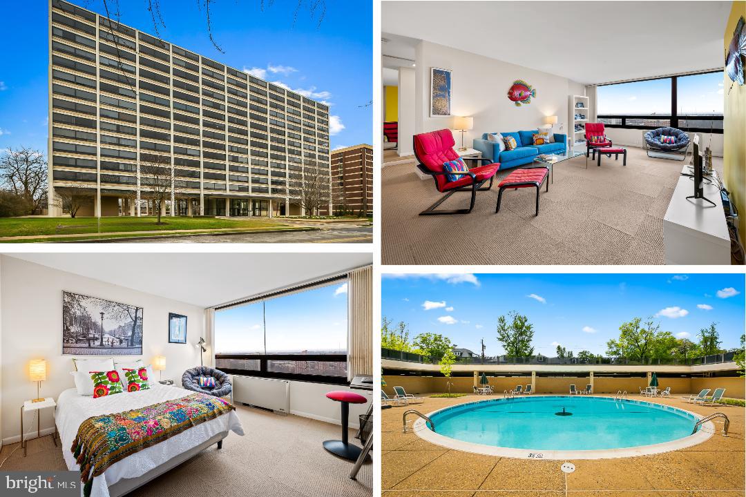 Come see this stylish, move-in ready top-floor condo at The Highfield House—offered fully furnished if you’d like! Enjoy sweeping westerly sunset views over Tuscany-Canterbury from this bright and inviting one-bedroom, one-bath home. Just bring your suitcase—everything else can be ready for you. Designed by renowned architect Ludwig Mies van der Rohe, The Highfield House is known for its timeless design and open, airy feel. The building is listed on the National Register of Historic Places, blending architectural significance with everyday comfort. Inside, you’ll find: a beautifully updated full bath with fresh tile and fixtures, a kitchen that blends original character with thoughtful updates. The Highfield House is a full-service building featuring: doorman and 24-hour front desk, on-site management and maintenance
Pool, fitness center, and party room. Condo fee includes heat, A/C, gas, and hot water. Ideally located near Johns Hopkins University, Baltimore Museum of Art, Loyola University Maryland, and Union Memorial Hospital, plus shops, cafes, and a short walk to Sherwood Gardens. The building’s dramatic lobby, distinctive design, and iconic circular pool create a truly unique living experience. Additional features include a storage unit, generous closet space, and optional parking available for a modest monthly fee. Washer/dryer conveys as-is. Furnishings can remain or be removed based on buyer preference.
PLEASE NOTE: Following a recent contract fall-through, seller requests that buyers understand RENTALS ARE NOT PERMITTED at The Highfield House.