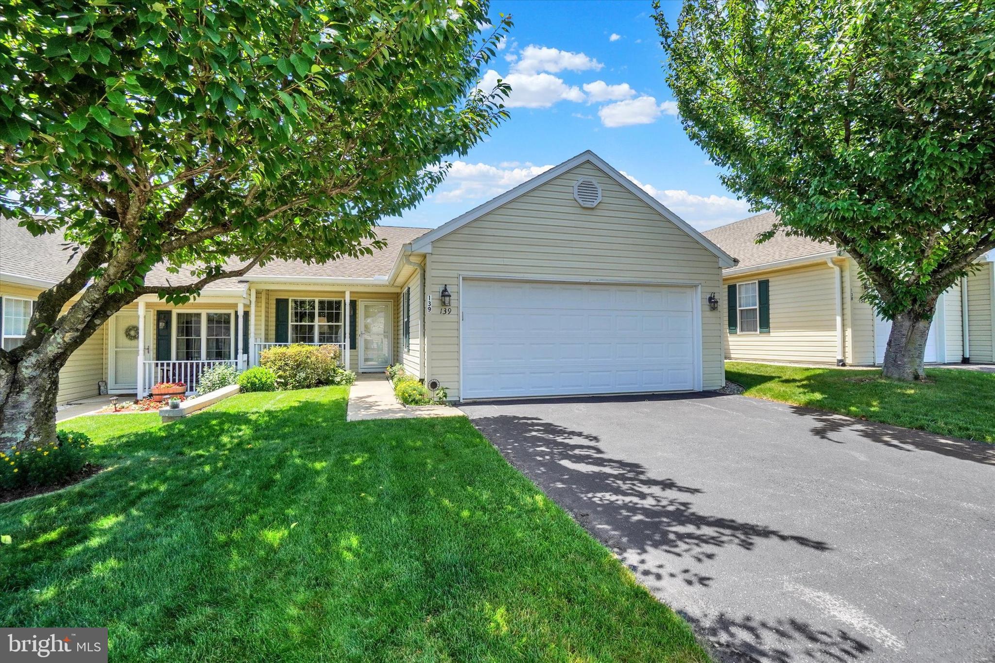 Opportunities to call Equine Meadows home are exceptionally limited, making this beautiful 2-3BR, 3BA ranch-style condo a standout offering in one of the area's most desirable 55+ communities.  Not found in most units, it also features a highly sought-after mostly finished walk-out lower level, providing exceptional additional living space, abundant storage, and endless possibilities for hobbies, entertaining, everyday enjoyment, or even separate living quarters. Designed for comfortable one-level living, the interior showcases updated bamboo flooring, crown moldings, and a beautifully renovated white kitchen opening to a welcoming family room, with a slider leading to a deck—an inviting space for morning coffee, outdoor dining, or simply relaxing. The primary suite has an attached bath with a walk-in shower, while a second bedroom and conveniently located full bath, with laundry closet, provide comfort and convenience for guests and everyday living.  The expansive walk-out lower level, offers exceptional flexibility.  At the bottom of the steps is a large bonus space with built-in shelving. There is also a spacious second family room filled with natural light from multiple windows and a slider leading to a patio. An additional room, with French doors and a large walk-in closet, is the ideal spot for an office or a even another bedroom. A full bath and abundant storage space (two walk-in rooms) further enhance the functionality of this level.
Additional highlights include a desirable two-car garage with an automatic opener, a generously sized driveway, and nearby overflow parking. Updated roof and water heater. Residents of Equine Meadows enjoy an active, amenity-rich lifestyle featuring sidewalks, streetlights, walking trail, a scenic pond, shuffleboard, and a vibrant community center offering an in-ground pool, hot tub, fitness center, library/game room, community room, and a full calendar of social activities and events. This is an opportunity not to be missed - When homes become available in Equine Meadows, they don't stay available for long.  One Year First American Home Warranty included.  AGENTS - Please read Agent Remarks.