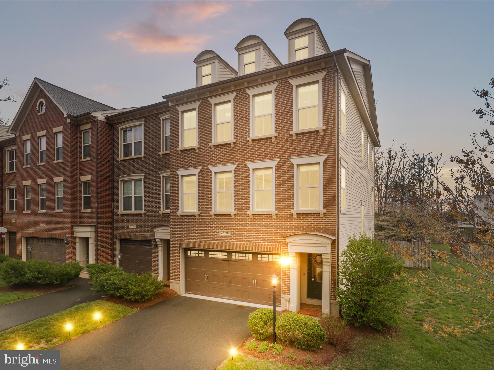 ***Welcome Home to 23290 Tradewind Dr, nestled in Brambleton VA. Best Value in town for a spectacular luxury 3 lvl End-Unit Town Home built by Tripointe in heart of Brambleton with stunning interiors and an Upgraded elevation-Paxton model with Bricks. Premium“NORTH WEST” facing house on premium wooded lot**Move-in ready, Beautiful, Bright and almost 3000 sq ft End-unit Model House**This home features open concept floor plan with 3 bedroom, 3.5 bath & front load 2 car garage**This gorgeous home is located in sought after “Brambelton” community**Rare main level room is perfect for work for home office or an in-lawsuit**Upgrades galore: Water heater(2024 -State water heater ProLine, commercial grade).Freshly Painted, Fully upgraded Kitchen w/high-end cherry cabinets , stainless steel appliances, refrigerator (refrigerator, oven, and dishwasher were upgraded in 2021)Oversized kitchen island w/ counter area for prepping & seating. Stunning granite countertops, upgraded kitchen faucet & large sink,5-burner gas cooktop and a microwave/oven combo**Stunning tiled backsplash **Off the Kitchen a Dramatic large composite wrap around Trex deck which is perfect for enjoying the summer breeze and hosting gatherings with friends.**Open concept large family room & dining room space on main level which is perfect for entertaining** Recessed lighting in the thru-out the home, custom chandeliers & remote operated ceiling fans/with lights convey**House colors chosen and painted with the help of a professional interior designer, ensuring a cohesive and stylish look**Gleaming wide plank hardwood floors on the entire main level and foyer **Upgraded carpet w/ extra padding on upper level and lower level**superior high quality blinds thru out the home **Huge master suite on upper lvl w/ tray ceiling which offers large walk-in closet and large master bath w/ standing roman shower, framed shower door, soaking tub, floor to ceiling 12X12 ceramic tiles & linen closet, double vanity sinks , additionally there are 2 spacious bedrooms and one bathroom for two rooms. Laundry room is on Upper level **Fully Fenced Back Yard overlooks open spaces and trees, giving you a wonderful park-like setting to enjoy year-round *Fully finished walkout basement with large rec room which is perfect for entertaining and a full bath. *Fully finished oversized 2 car garage, extra storage racks & upgraded garage doors ,Extra Long driveway** Community amenities include Stratford Landing Pool and Splash Park which is just around the corner as well as several other pools, community centers, club rooms, spas, you name it! If that isn't enough**HOA Fee Includes access to all Brambleton amenities and Verizon FIOS Package- Cable, Internet and biweekly backyard lawn mowing for the yard. **Enjoy Outstanding Brambleton Amenities with Movie Theater, Restaurants, Shopping, Fitness Center and State-Of-The-Art Library across the Street *Premier Brambleton School Pyramid. Take advantage of all of the Brambleton amenities: the Hal and Berni Hanson Regional Parks and recreation, 5 pool complex, sport courts/fields, library, adult and youth programs. Famed Hal and Bernie Hanson Park, Brambleton Town Center is minutes away: Dining, movies, coffee, groceries, doctors ,Gas station. Brambleton has 18 miles of paved trails, Tennis Cts w/ Lights, Sand Volleyball, annual events, art and farmers markets. Enjoy the lifestyle so close to home. EXCELLENT Commuter Location: Easy Access onto the Dulles Greenway & Toll Rd, Routes: 50, 15, 7, 28 W/5 miles of the Ashburn Silver Line Metro Within 9 miles of Dulles International Airport.