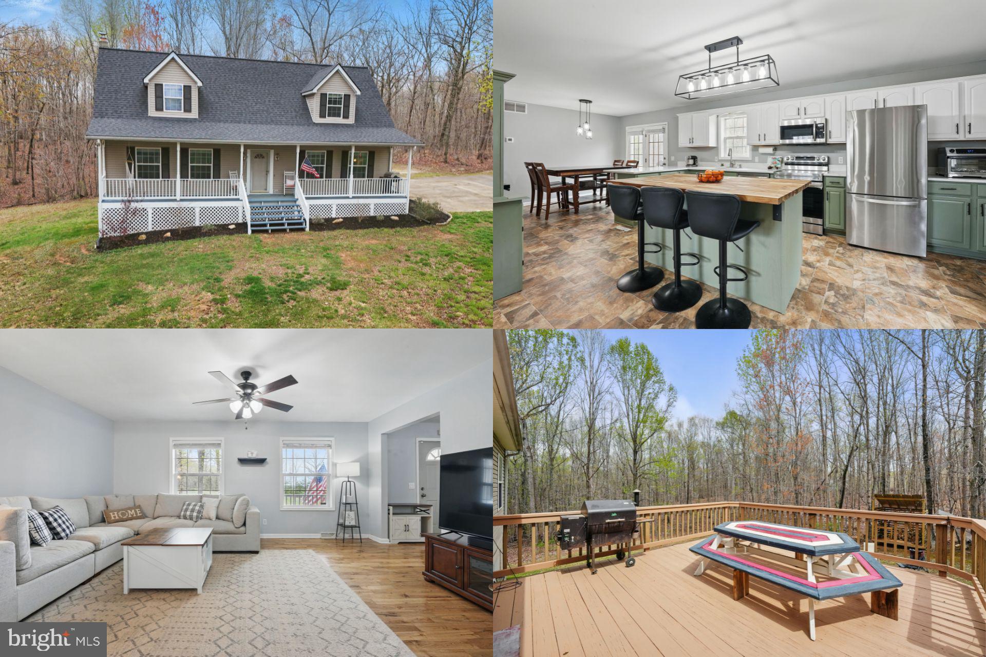 Tranquil Country Retreat on 5 Acres! Discover the peace and privacy of this serene country home, situated on 5 lush acres. The large front porch is the perfect spot to unwind and enjoy the beautiful surroundings and local wildlife. The land is partially cleared and encircled by mature trees, offering a blend of open space and natural privacy. Inside, the home features a spacious, updated country kitchen with bar seating, a breakfast room, and doors that open to a huge back deck—ideal for enjoying the outdoors and entertaining. The kitchen has been recently refreshed with brand new quartz countertops and appliances, combining style with modern functionality. Upstairs, the entire level is dedicated to the owner's suite, providing expansive living quarters and a luxurious ensuite bathroom complete with dual vanities, a large soaking tub, and a separate shower. The lower level boasts a wood-burning stove, ensuring efficient heating and a cozy atmosphere. This flexible space can easily be used as a recreation area, home gym, office, or additional living space. The home is move-in ready with recent upgrades including a new roof, new HVAC and hot water heater (2018), and high-speed internet, making rural living both comfortable and connected. Located just a short drive from Sumerduck Dragway and within 20 miles of Fredericksburg for all your major shopping needs. Warrenton is less than 20 miles away with additional dining and shopping, and the charm of downtown Culpeper with its local shops and excellent restaurants is just 15 miles away. Don’t miss out—schedule your tour today!