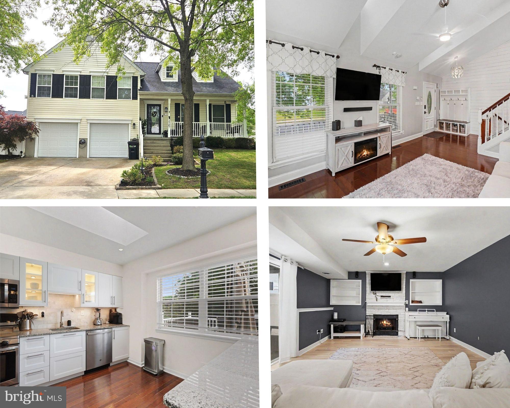 OPEN HOUSE SUNDAY, JUNE 14TH FROM 1:00 PM TO 2:30 PM! PRICE ADJUSTMENT! This incredible home located on a corner lot in Bowleys Quarters offers many upgrades and amenities. The main level living area with hardwood flooring allows entry to the upper level or lower. This spacious and airy gathering area has a vaulted ceiling with 2nd story dormer windows. TV wall mount, sound bar and built in coat rack/bench with accent wall all stay! The upper level offers an all-new kitchen that was just done 4 years ago. The kitchen has two skylights, beautiful white cabinets- many with in-cabinet lighting, tile backsplash, granite counters, stainless steel appliances (brand new refrigerator!) and large island. The dining area off the kitchen overlooks the living room and also gives access to the rear deck. There are three bedrooms on the upper level. The primary bedroom has a walk-in closet and double closet offering plenty of storage. Each bedroom has a ceiling fan and the primary and third bedroom each have accent walls. The private primary bathroom was renovated 3 years ago and just had a brand-new tile floor installed. Upgraded lighted mirror, tile accent wall, skylight and tile tub surround are a few amenities to list for this bathroom. 

The lower level has a newer tile floor in the family room and built in shelving on both sides of the beautiful stone fireplace. There are sliders to the rear patio. The private 4th bedroom with closet has a newer laminate flooring and closet. Laundry room was updated 2 years ago and water heater 3 yrs.

The rear deck has Trex decking and stairs leading down into the fully fenced rear yard with shed. The vinyl privacy fence is 6 yrs old. Other exterior features include power hook up for EV charging or RV/camper, a wired camera system with recorder, sprinkler system for front lawn, and new insulated garage doors with smart garage door openers (2 yrs).

Newer paint, nearly all ceiling fans have been replaced, Nest thermostat. The attic has some plywood flooring and shelving. This is a must see!
