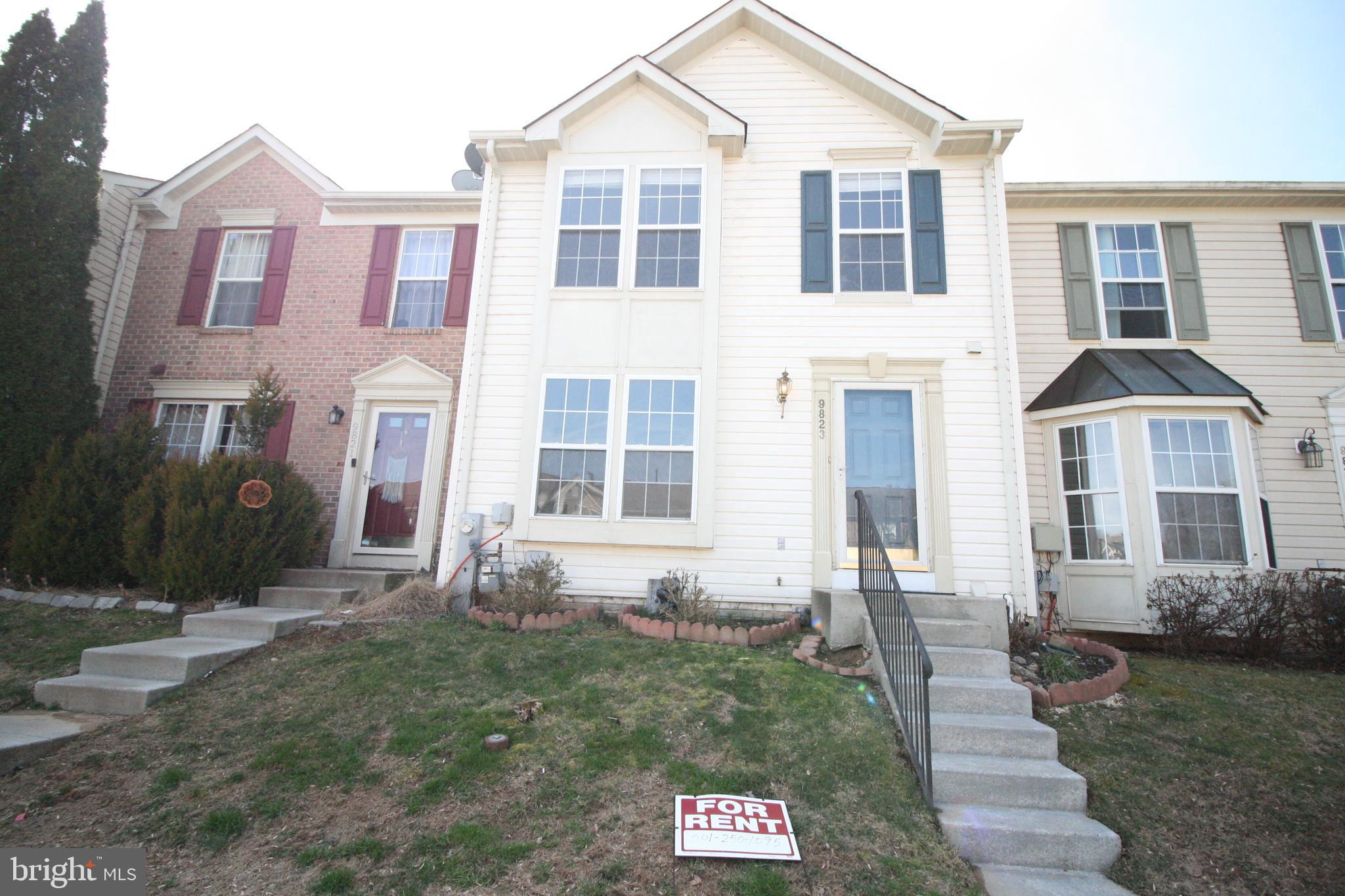 Welcome to the large 3 level Townhome in Owings Mill community. Fully walkout basement. Total 2100+ Sq. Ft. of living space, total 3 bedrooms and 2.5 bathrooms. Fresh paint.  Carpet free.  Hardwood flooring on the main level, laminate floor on the upper and lower levels.  Gourmet Kitchen with island, granite counter tops, stainless appliances. The Family Room is located just off the kitchen. Access to the large deck from family room.   Finished Lower Level has a spacious Great Room which walks out to the rear patio and deck.  2 assigned parking space. Available on immediately. Tenants pay all utilities, including electricity, gas and water. Minimum $100k annual income and 700 credit score requested. 2 years lease requested.