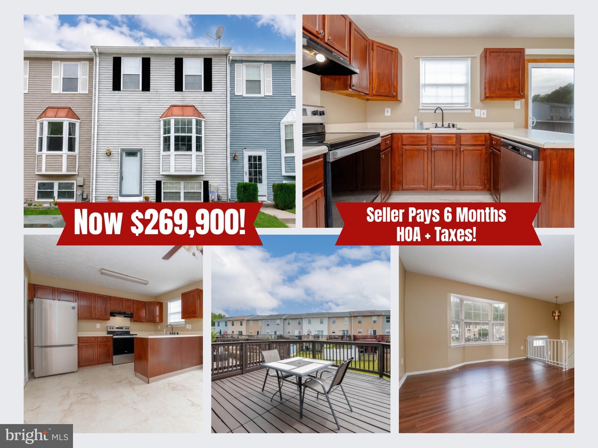 YOUR NEXT HOME MAY BE CLOSER THAN YOU THINK! SAVINGS FROM DAY ONE with this move-in ready opportunity, now offered at $269,900 after a $5,000 price reduction. To make your move even easier, the seller will also pay the HOA fee and property taxes for the first six months.

This well-maintained 3-bedroom, 1.5-bath townhome in Carroll Crest features three finished levels, bright and inviting living spaces, a finished walkout lower level with a half bath, and a rear deck that's perfect for relaxing or entertaining. Recent roof and major system updates offer added peace of mind, while assigned parking and an HOA that includes water, sewer, trash, snow removal, and common area maintenance add exceptional everyday value.

Conveniently located near shopping, dining, marinas, waterfront parks, Gunpowder Falls State Park, and major commuter routes, this home blends comfort, convenience, and affordability.

DON'T MISS THE IMMERSIVE 3D VIRTUAL TOUR, THEN SCHEDULE YOUR PRIVATE SHOWING TO EXPERIENCE EVERYTHING THIS HOME HAS TO OFFER!