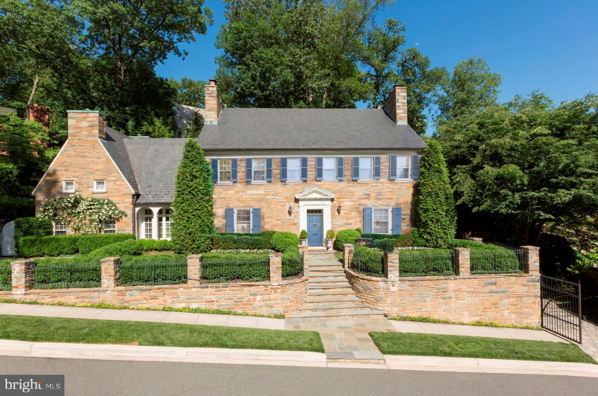 Gorgeous Normanstone estate with SWIMMING POOL and SPA!  Ideal location just off Embassy Row and around the corner from Woodley Park Metro, the exclusive Massachusetts Avenue Heights neighborhood offers a suburban setting in the city mere moments to all of Downtown DC.  This former embassy residence boasts nearly 9,000 SF of finished space on 4-levels, and a super private lot over 9,000 SF.  Plenty of space for family, guests, and working and/or schooling from home - the upper levels feature 5 Bedroom Suites with 6 Full Baths, including a spacious Owner Suite with His & Her Bathrooms and a light-filled sitting room. The gracious Main Level boasts a central hall gallery with curved staircase as the centerpiece of the traditional floor plan perfect for entertaining, all beautifully maintained and updated with multiple access points walking out to the flat main level rear garden terraces, fountain, and swimming pool spa. The finished Lower Level is incredible recreation/office/school space with designated office/work spaces, kitchenette, powder room, and private front access from the gated driveway.  Must see!