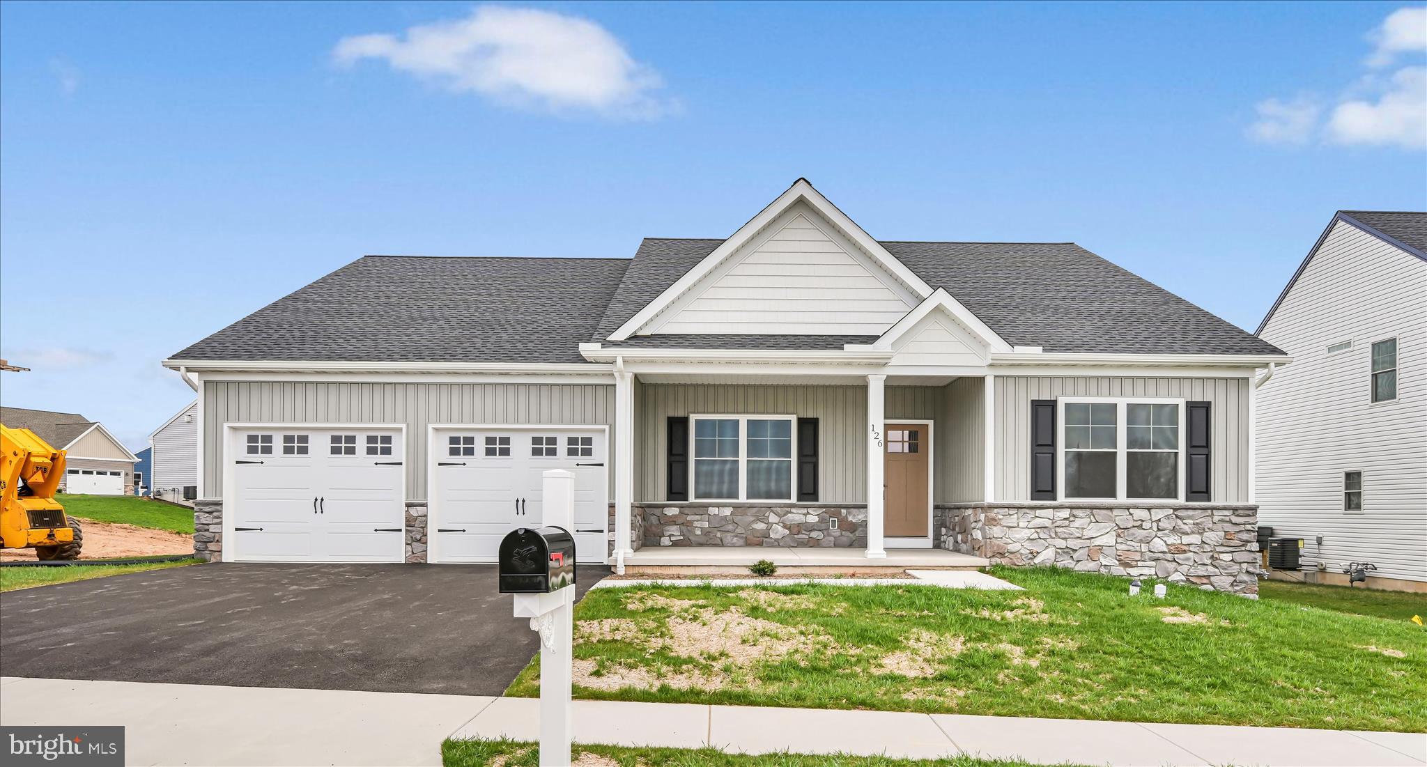 READY TO MOVE IN, this Stunning One-story floorplan that offers 9' Ceilings, office/study, 3 bedrooms, 2 full baths. Covered rear deck, granite counters, tile master bathroom shower. LVP flooring and much more.   Stoneybrook offers lots of walking trails and open space.  Home is completed and ready for occupancy. There is an open house every Sunday 1 to 4 
NOTE: Taxes are based on the lot only, therefore there will be a re-assessment once the home is completed and sold.