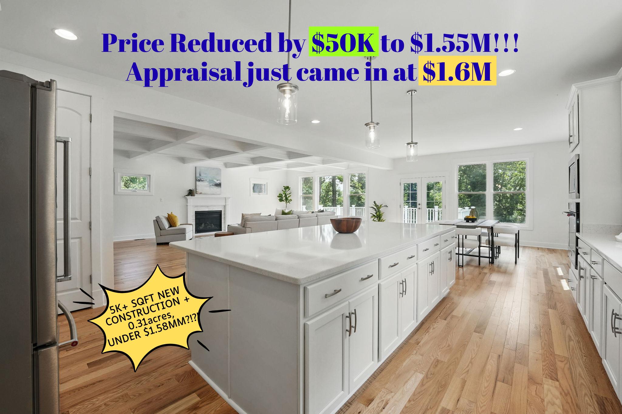 ✨JUST APPRAISED at $1.6MM!✨ AND 🔥$50 PRICE REDUCTION!🔥 | 🏡 5K+ SQFT NEW CONSTRUCTION + 0.31acres, UNDER $1.55MM?!?! 🏡 | **☝️DON’T MISS THIS OPPORTUNITY☝️** | ***Luxury, space, and modern design come together in this exceptional new construction home in Falls Church. With over 5,200 sq ft of finished living space, this home offers 5 spacious bedrooms, 4 full baths, and 2 half baths—ideal for both everyday comfort and stylish entertaining. ••••••• The main level features an open-concept layout with an elegant tray ceiling, a cozy fireplace, and a stunning gourmet kitchen featuring premium finishes and high-end appliances. Additionally, a breakfast area, separate dining room, entry from garage to mud room with *huge* closet, work/office space, coat closet and half bath away from kitchen/dining/ entertaining area. ••••••• Through the double French doors off the kitchen, step outside to a large Trex deck overlooking the huge backyard—perfect for summer gatherings. The deck connects to a lower-level patio, offering multiple outdoor living spaces. ••••••• Upstairs, the expansive primary suite impresses with a spa-like bath, separate walk-in shower, double vanity, toilet room, and…talk about closet space! Large linen closet and an **entire room** for the primary closet! ••••••• Additionally, upstairs there are 3 additional bedrooms, 2 more full baths, a bonus space for an office, lounge or study and **upstairs laundry**. ••••••• The fully finished walkout basement adds incredible flexibility, - in-law, au pair or guest suite, or even a rental space! The lower level features a 5th bedroom (w legal egress), 1 full and 1 half bath, a large rec room, a custom layout with TWO bonus rooms- space for a gym, office, more guest space or storage. Additionally, there are rough-ins for an additional bathroom and laundry; there’s even potential to convert the half bath to a full. ••••••• Additional highlights include a 2-car garage, Guardian security system, and a 1-year builder’s home warranty for peace of mind. Situated on a generous, fully-fenced, 0.31-acre lot in a prime Falls Church location with walkability! This home truly has it all!  (Home is no longer staged) •••••• Less than a 15 min walk to Barcroft Plaza with Harris Teeter, Starbucks, Virginia ABC Store, Bank of America and more! 1.3 mi to Seven Corners & The Eden Center. Approximately 1 mi to The Holmes Run and Four Mile Run trails. 2.6mi to I-395 entrance for easy commuting into D.C., Alexandria, connection to I-495/95, Springfield or points further south.•••••• Just beyond the entrance to I-395 will soon be the 🚧NEW LANDMARK DEVELOPMENT🚧 going into the old Landmark Mall site - including the **new Alexandria Hospital** and other retail and residential developments. A project that will 📈INCREASE HOME VALUES📈 and stimulate ⚡️🌱REVITALIZATION⚡️🌱 on Pineview Terrace and surrounding areas. A BRAND NEW HOUSE on 0.31acre for UNDER $1.55MM??? With this price reduction…DON’T MISS IT!