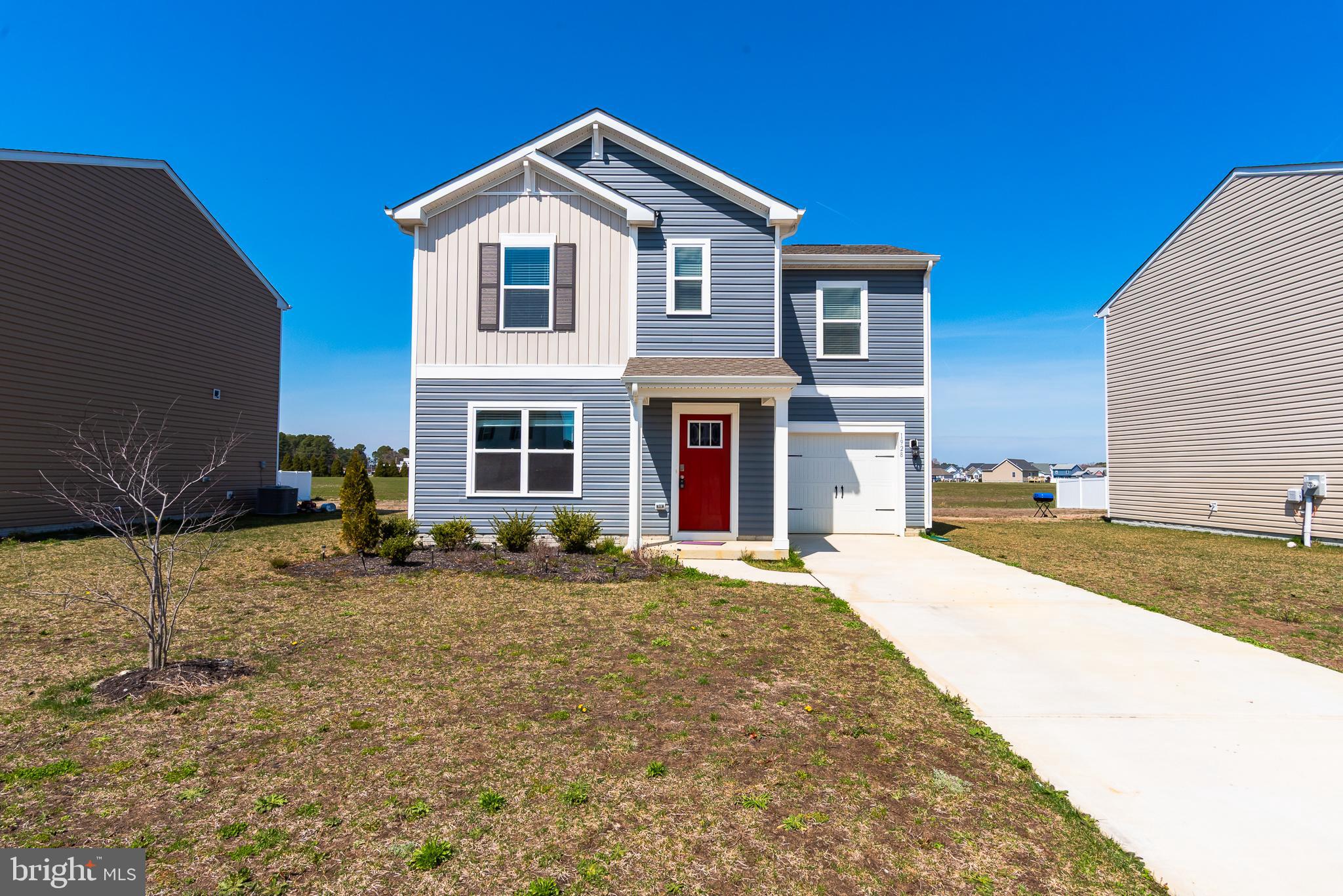 Welcome to the desirable Southern Fields neighborhood, located on the south end of Pocomoke. This beautifully maintained home, just 2 years young, offers an open floor plan perfect for modern living. The spacious living room flows seamlessly into the breakfast bar, which overlooks the kitchen and dining area—ideal for entertaining or everyday living.
Upstairs, you'll find a primary suite complete with a private bathroom with walk-in shower, and generous walk-in closet. Two additional guest bedrooms, a full guest bath, and a convenient laundry closet round out the second level.
The expansive rear yard provides plenty of space to create your own outdoor oasis, making this home a true retreat. Don't miss out on the opportunity to make this stunning property your own!