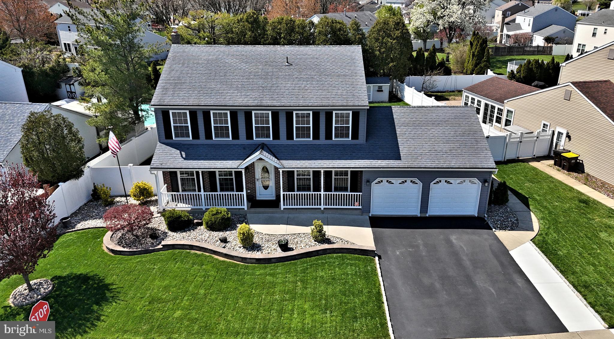 Perfect curb appeal welcomes you to this lovely 4 bedroom, 2.5 bath home in desirable Barnsleigh East,  Bensalem Schools.  This home is extremely well cared for and updated with modern living feature to please the next owner!  You will notice the newer paved driveway, professional landscaping  and three year old windows and siding as you approach the inviting covered front porch.  The capping, fascia, gutters and downspouts are also three years old.  The main floor features luxury vinyl throughout the main level.  The main feature of this floor is the completely remodeled and expanded gourmet kitchen complete with breakfast bar,  Stunning white kitchen cabinets with more than ample granite counters will make cooking and entertaining a delight.  Stainless appliances complete the kitchen package.   The kitchen has been opened to the original dining room in an open concept design. Sliders to the rear covered deck are off the dining area. There is a family room,  additional sitting room and laundry room to complete this floor. Notice the wood blinds with cornices throughout the main level. The second floor features four bedrooms, including an owners suite with remodeled bath and a full hall bath.  The partially finished basement includes an office area, a game room area, plenty of storage and utilities. Hot water heater is 2 years old,  200 amp electrical service.  The rear yard is a family vacation and entertaining center.  Fully fenced with white PCV fencing the yard houses a huge inground pool.  ( 3ft to 9ft) The liner is 3 years old, The rear covered deck is massive, and includes the wall tv, the barrel table with stools.  There are two sheds for storage and lawn equipment.  A picture perfect house!