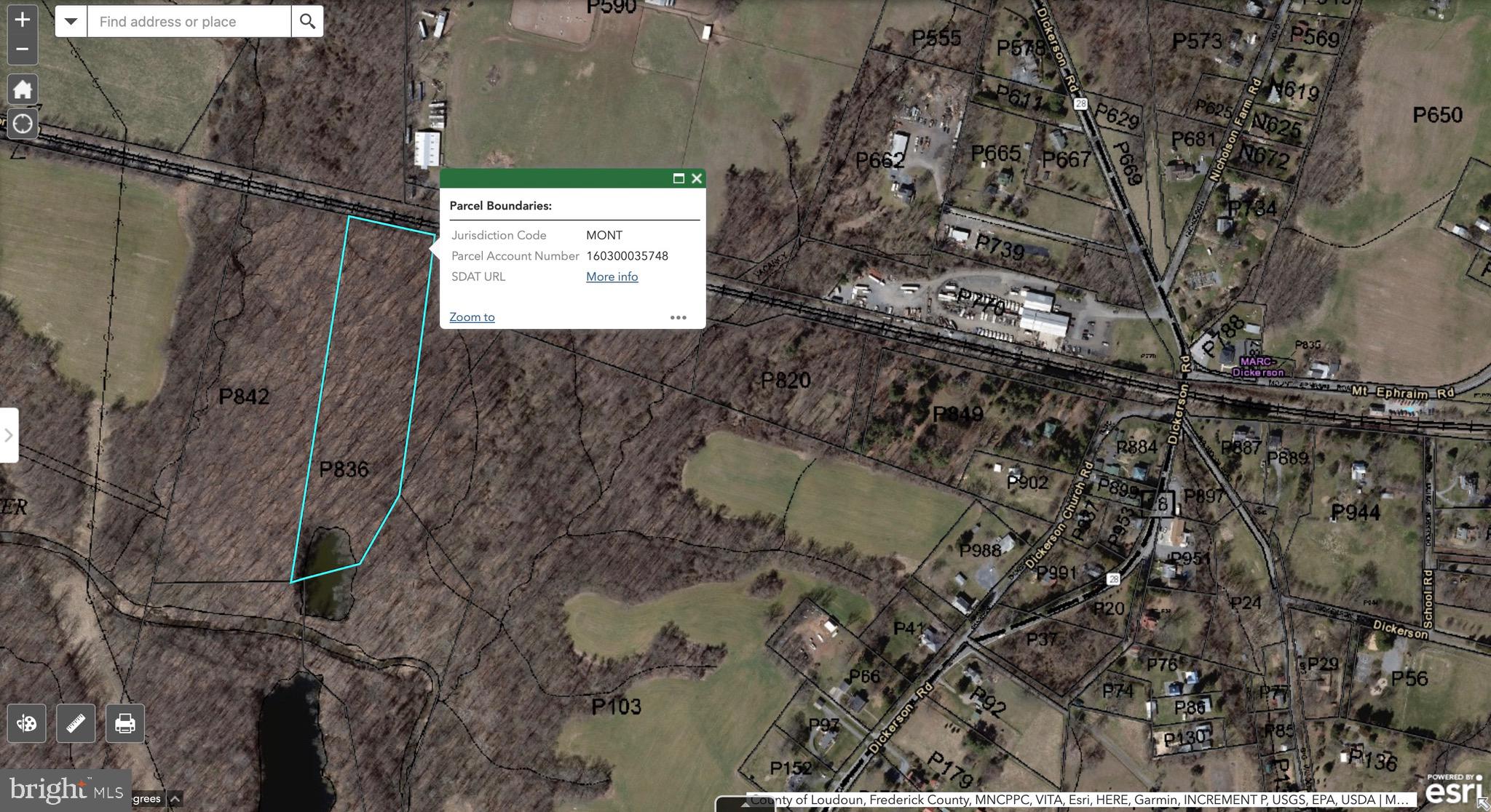Parcel P836 consists of approximately 6.89 acres and includes roughly half of the locally known Dickerson Quarry, commonly referred to as the “Little Quarry.” The property is currently landlocked, with no known legal ingress or egress. No septic (perc) testing has been conducted, and there is no well installed. Development potential is contingent upon securing access and obtaining the necessary approvals and entitlements.
An adjoining parcel, P842, contains approximately 10.6 acres and is also available for purchase. This tract is similarly wooded, private, landlocked, has not been perc tested, and does not have a well. Resolution of access and utility requirements would be necessary prior to any residential construction.
Both parcels are situated within the Poolesville High School school district and are zoned within the Agricultural Reserve. The properties offer natural features suitable for recreational use, including hunting, swimming, and fishing, particularly due to the quarry water feature.
The parcels may be purchased together for $275,000 or individually for $150,000 each. Interested parties should contact the listing agent to arrange a tour or obtain additional information.