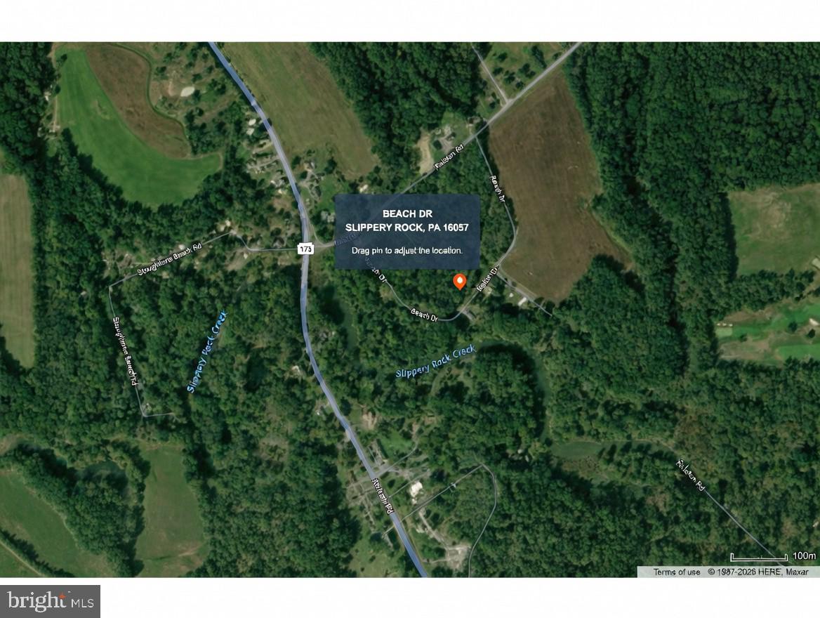 Vacant land parcel located on Beach Street in Slippery Rock Township, Butler County. Approximate lot dimensions per deed: 54’ x 96.8’ x 100’ x 162’ (irregular lot). Property runs along a 40-foot right-of-way and is near Slippery Rock Creek.

Dimensions and size are based on deed description and have not been surveyed or verified. Buyer is responsible for confirming all information including exact location, boundaries, zoning, utilities, access, and permitted uses. Property sold as-is.
