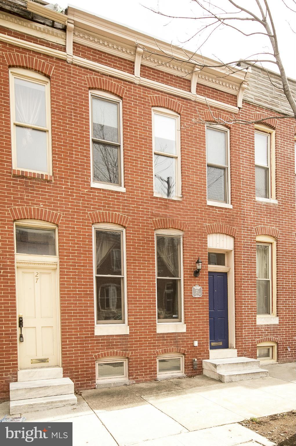 Great value in this deceptively spacious townhome. The first floor has been opened to allow for a view corridor permitted by its unique spiral staircase. 2 good sized bedrooms. each with their own bathrooms/marble floors. The first floor also has a powder room. The dinning room is added to the rear portion of the kitchen which opens to a deck and fenced courtyard. Short walk to Johns Hopkins Hosp.